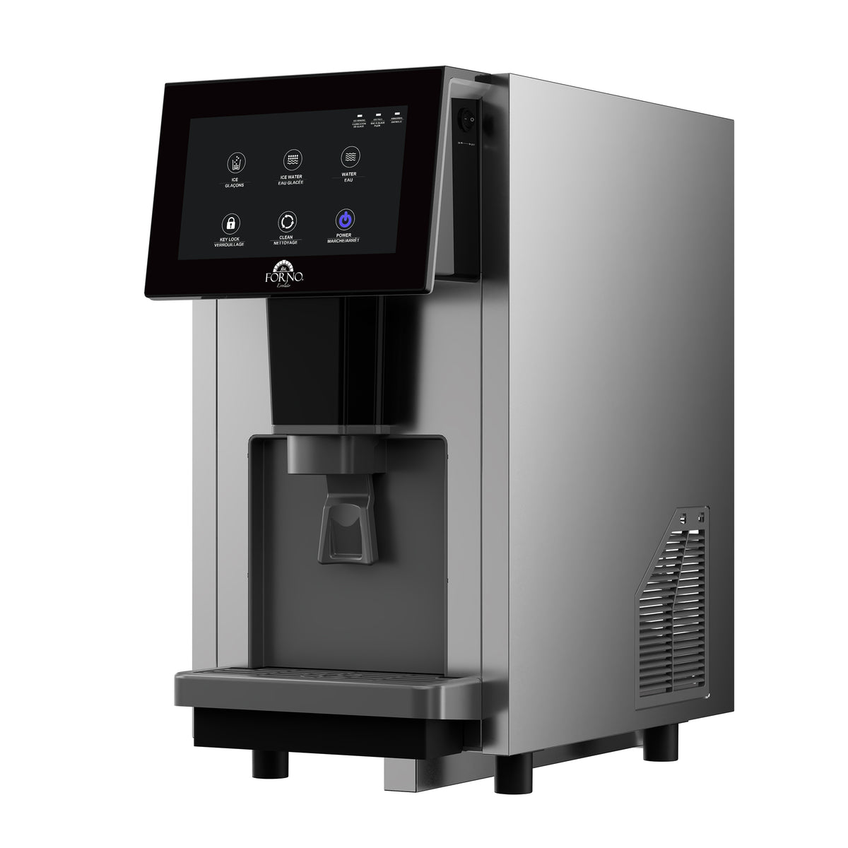 Fresco 14 Inch Countertop Ice Maker & Dispenser, 154 lbs Chewable nugget Ice daily, Self-Clean, Touch Controls, Stainless Steel