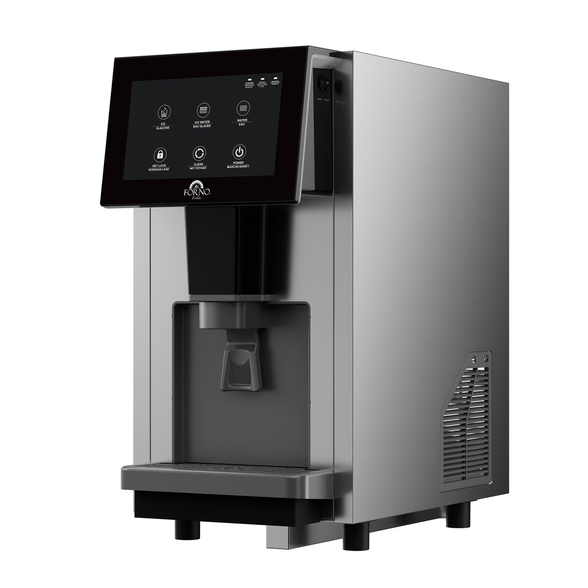 Fresco 14 Inch Countertop Ice Maker & Dispenser, 154 lbs Chewable nugget Ice daily, Self-Clean, Touch Controls, Stainless Steel