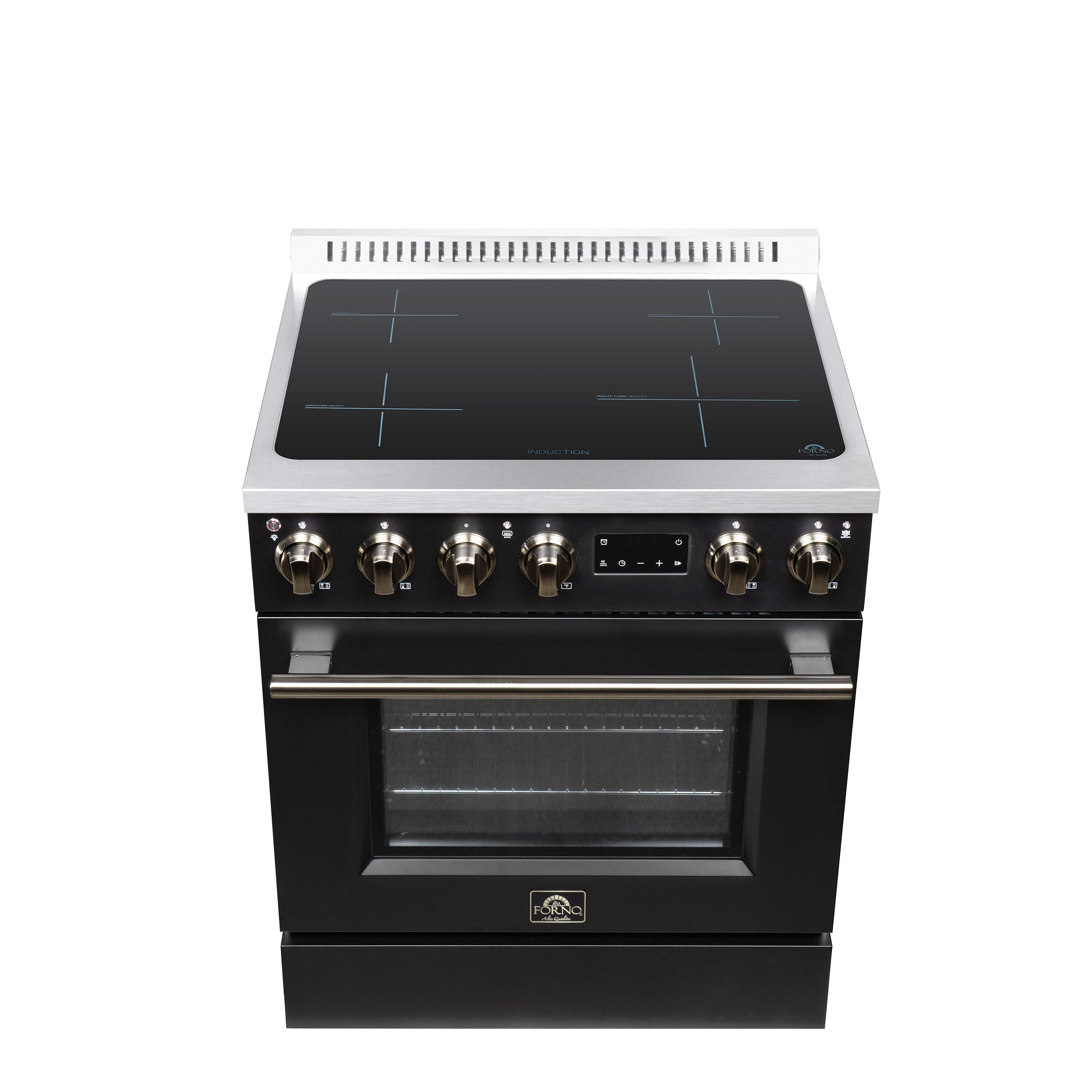 Torino 30 Inch Induction Range, 8,800W cooktop, 4.32 cf. True Convection Oven, Air Fry, Air Sous Vide, Smudge Resistant, Black