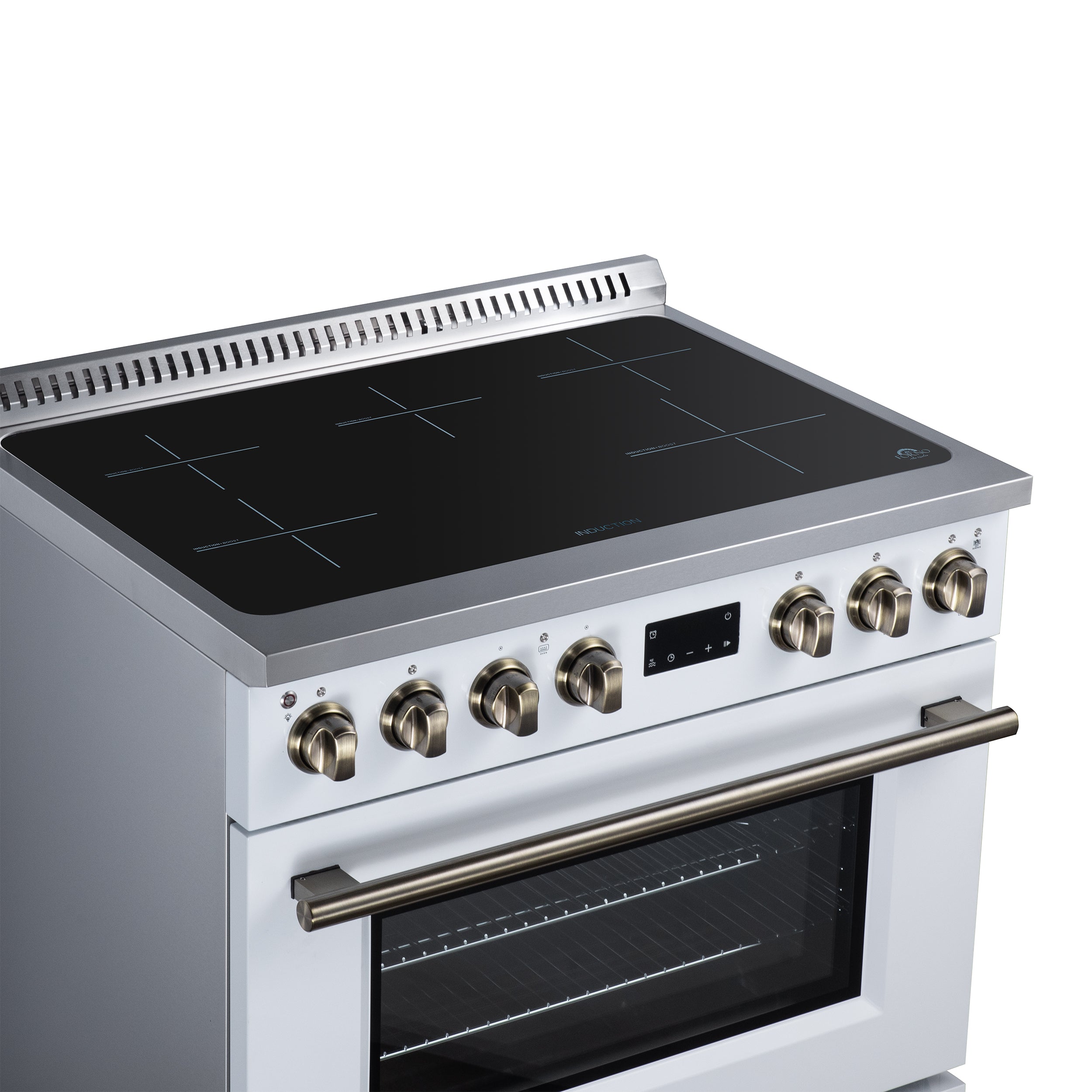 Torino 36 Inch Induction Range, 10,900W cooktop, 5.36 cf. True Convection Oven, Air Fry, Air Sous Vide, Smudge Resistant, White