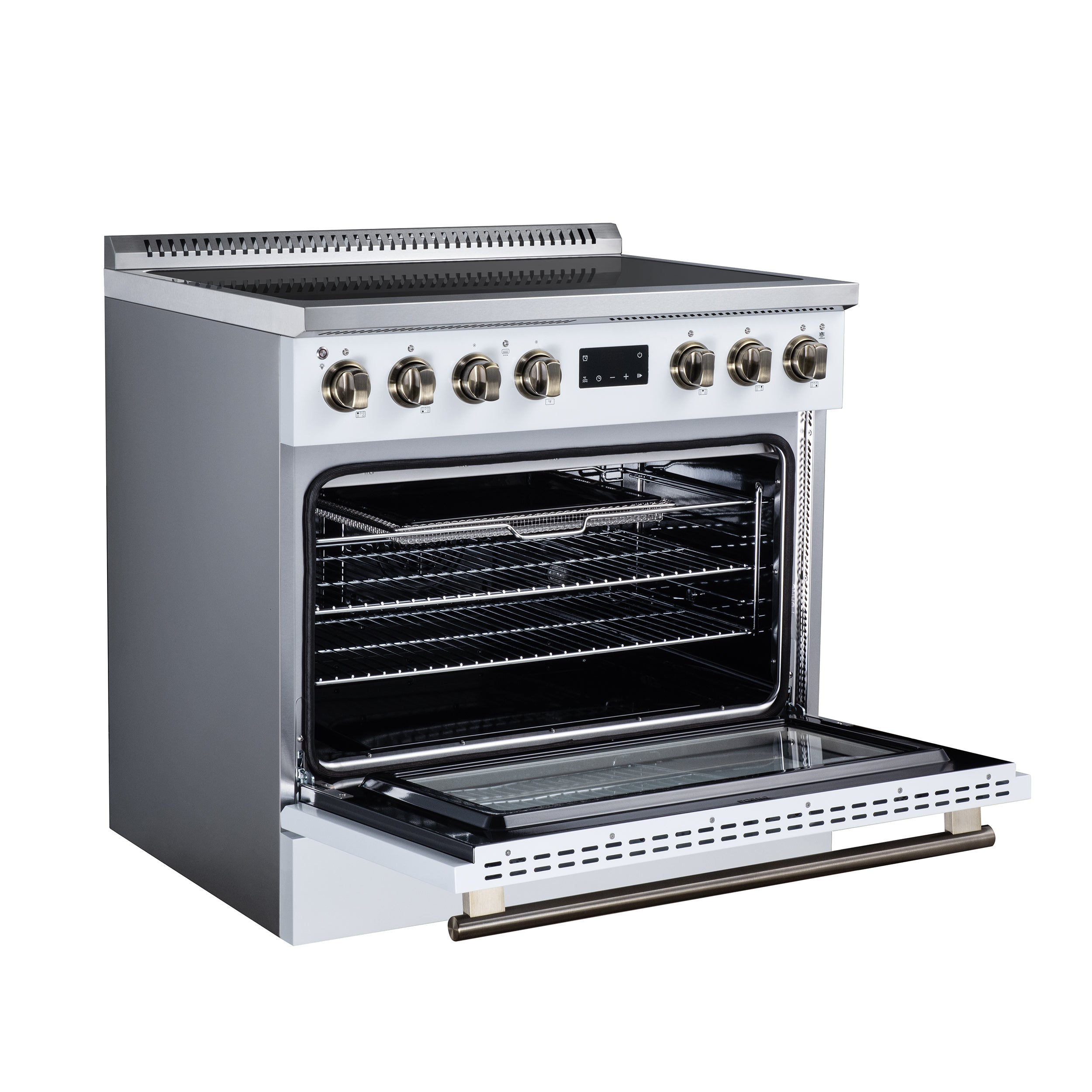 Torino 36 Inch Induction Range, 10,900W cooktop, 5.36 cf. True Convection Oven, Air Fry, Air Sous Vide, Smudge Resistant, White