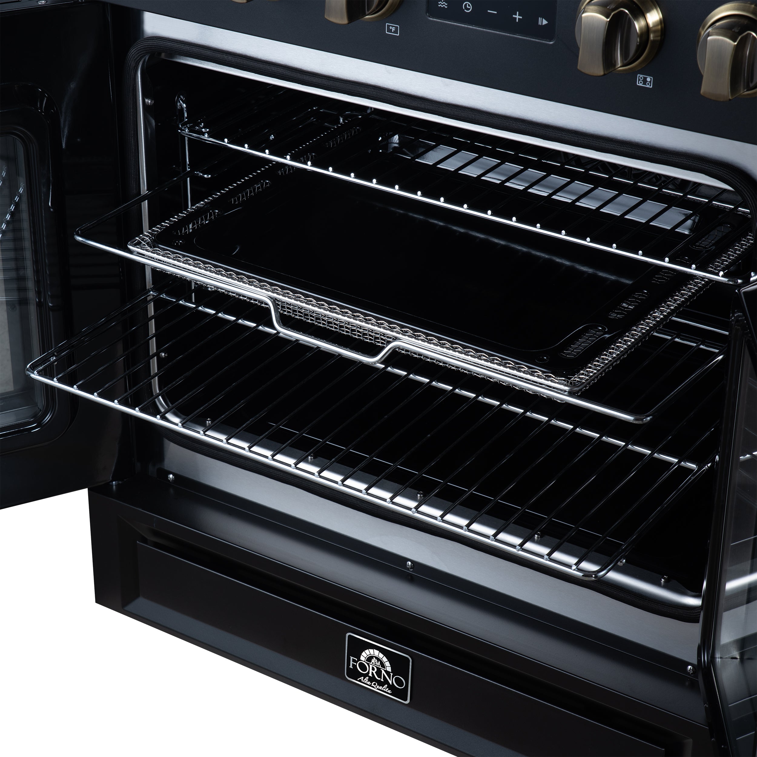 Forno Torino 30 in. 4.32 cu. ft. 5-Burner Black French Door Induction Range with Air Fry | FFSIN0950-30BLK