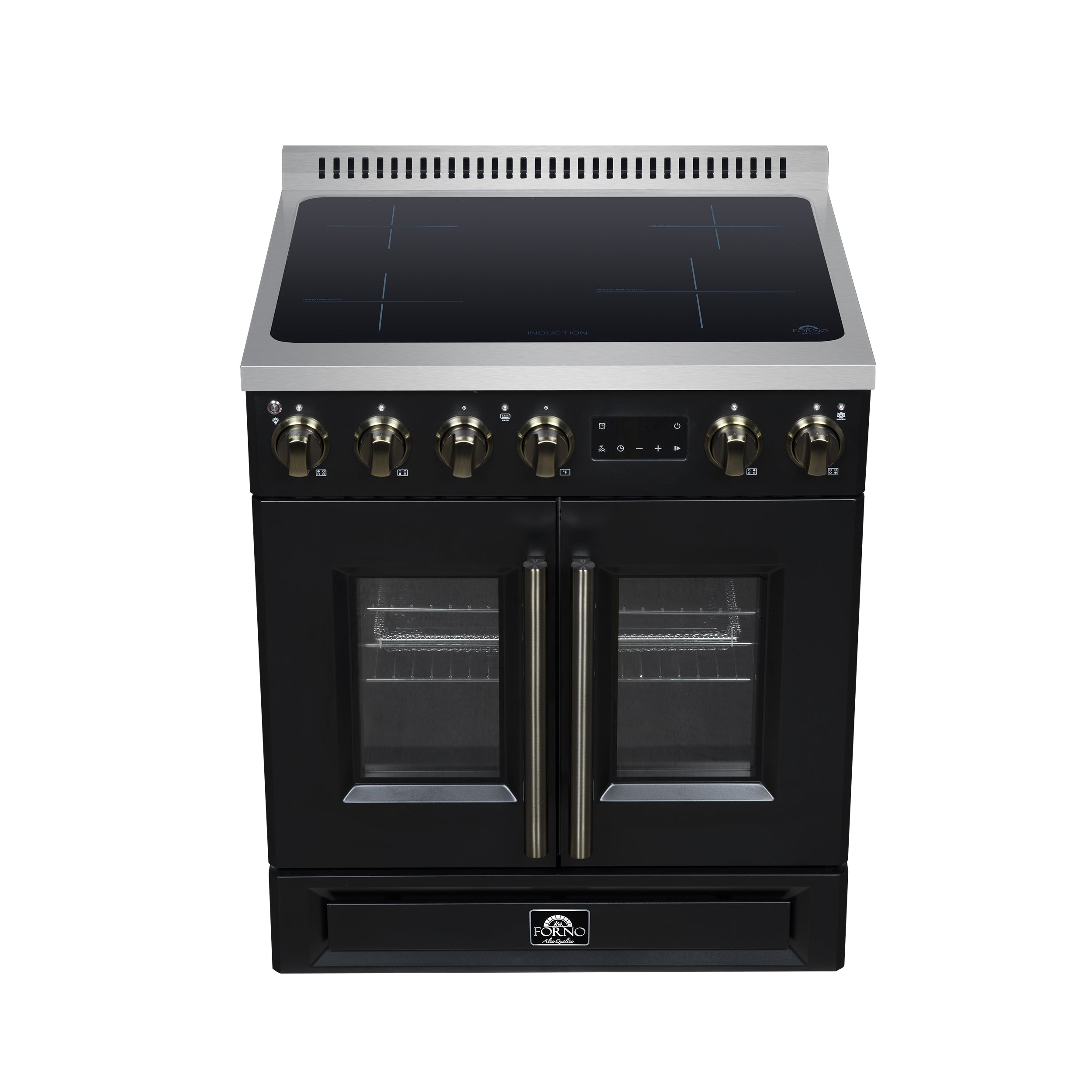 Forno Torino 30 in. 4.32 cu. ft. 5-Burner Black French Door Induction Range with Air Fry | FFSIN0950-30BLK