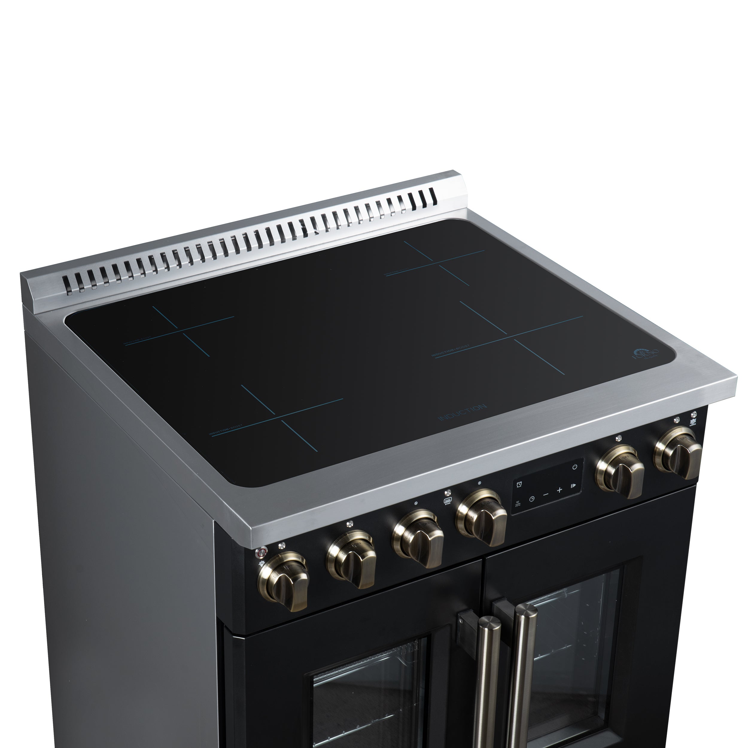 Forno Torino 30 in. 4.32 cu. ft. 5-Burner Black French Door Induction Range with Air Fry | FFSIN0950-30BLK