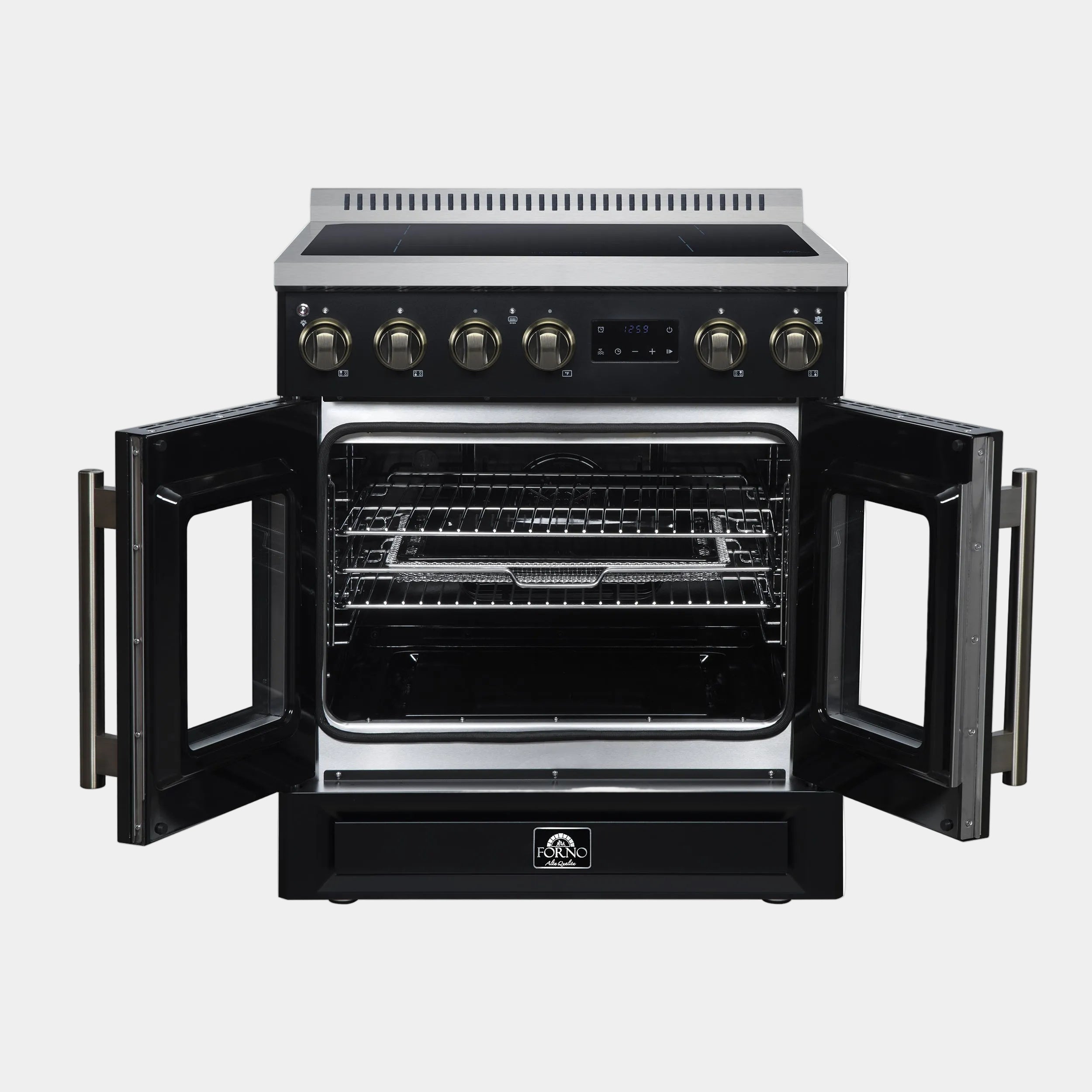 Forno Torino 30 in. 4.32 cu. ft. 5-Burner Black French Door Induction Range with Air Fry | FFSIN0950-30BLK