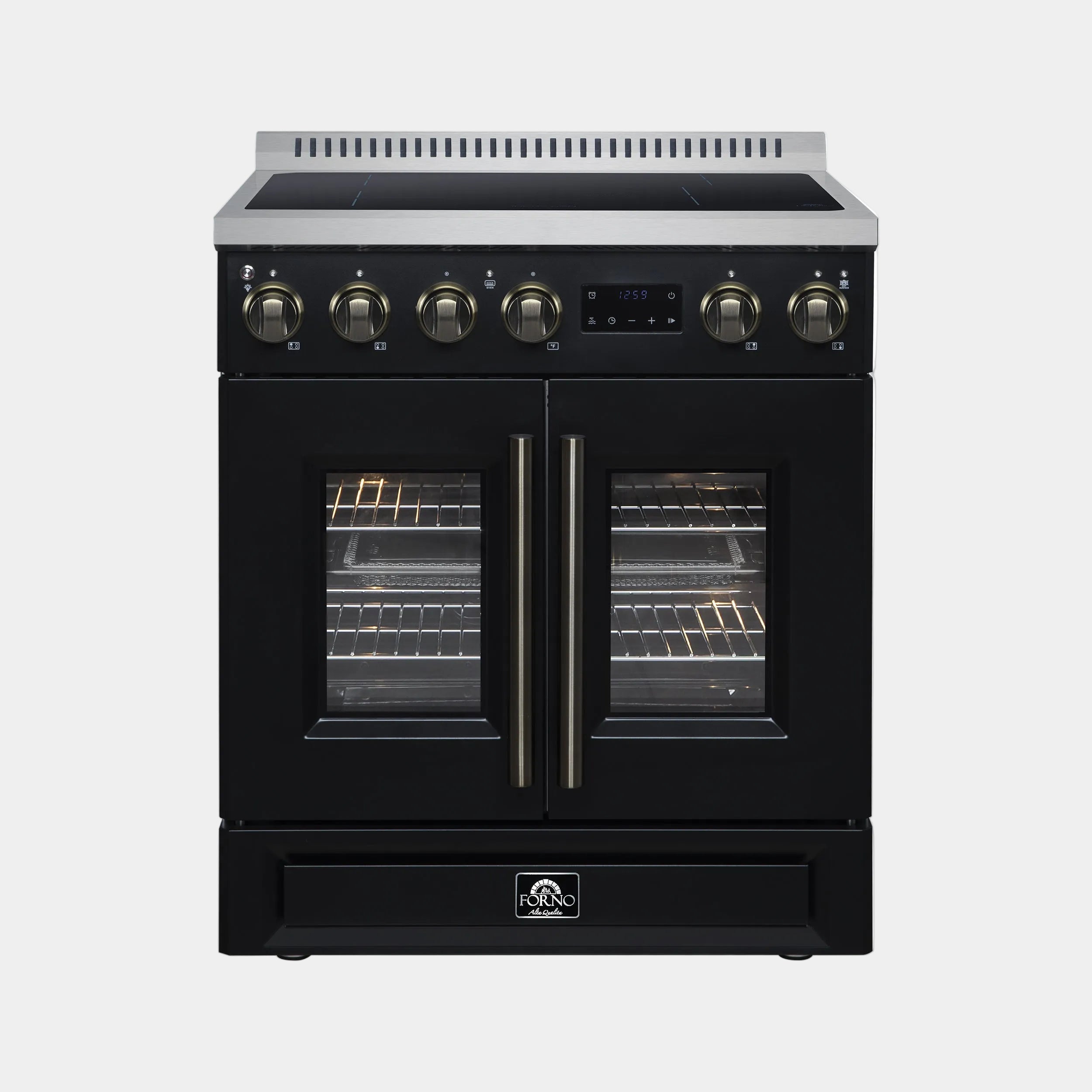 Forno Torino 30 in. 4.32 cu. ft. 5-Burner Black French Door Induction Range with Air Fry | FFSIN0950-30BLK