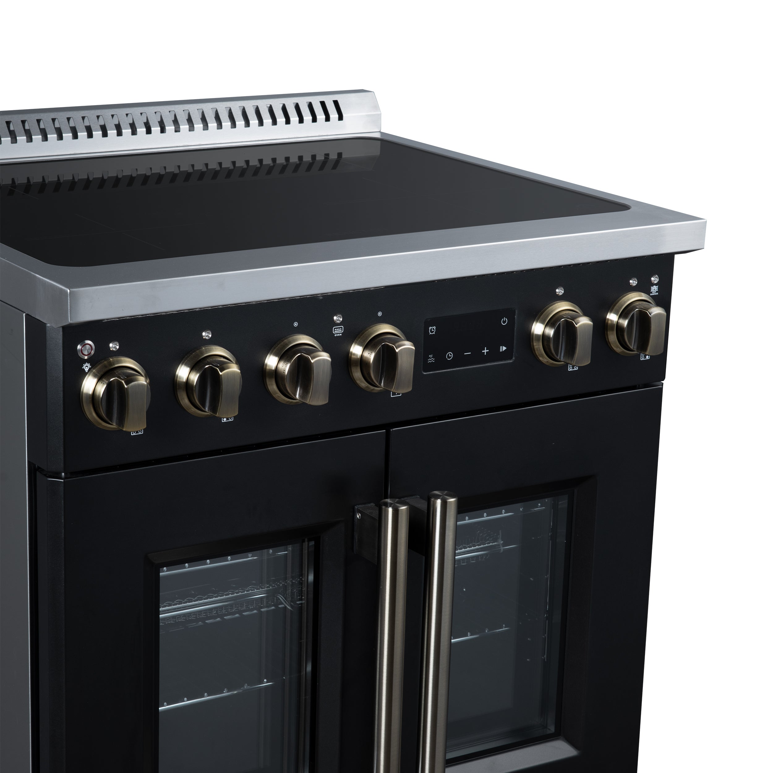 Forno Torino 30 in. 4.32 cu. ft. 5-Burner Black French Door Induction Range with Air Fry | FFSIN0950-30BLK
