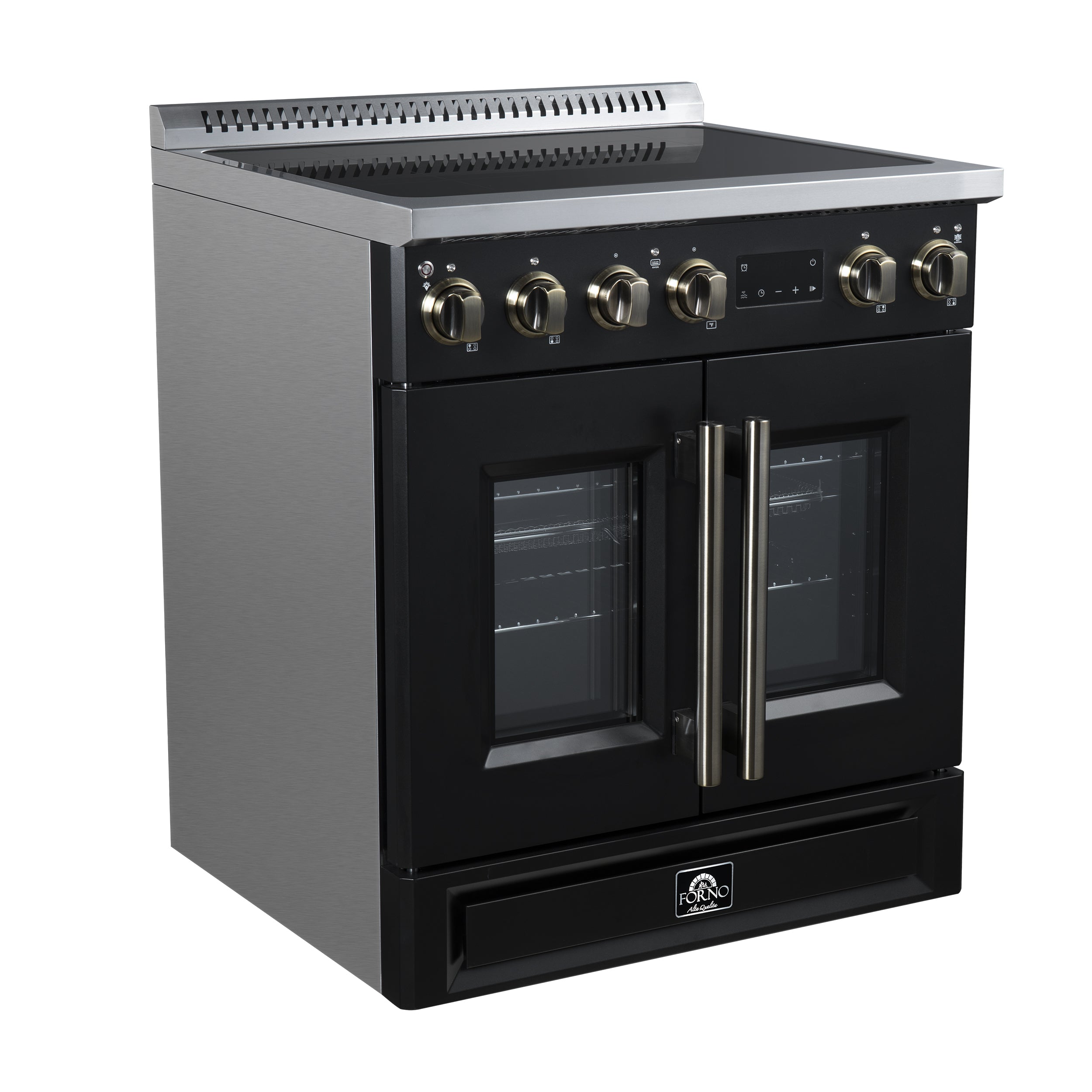 Forno Torino 30 in. 4.32 cu. ft. 5-Burner Black French Door Induction Range with Air Fry | FFSIN0950-30BLK