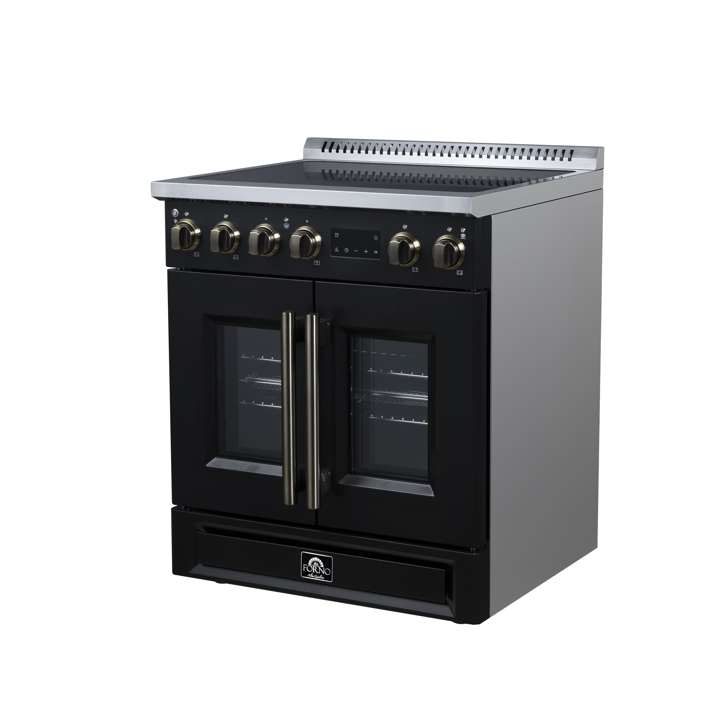 Forno Torino 30 in. 4.32 cu. ft. 5-Burner Black French Door Induction Range with Air Fry | FFSIN0950-30BLK