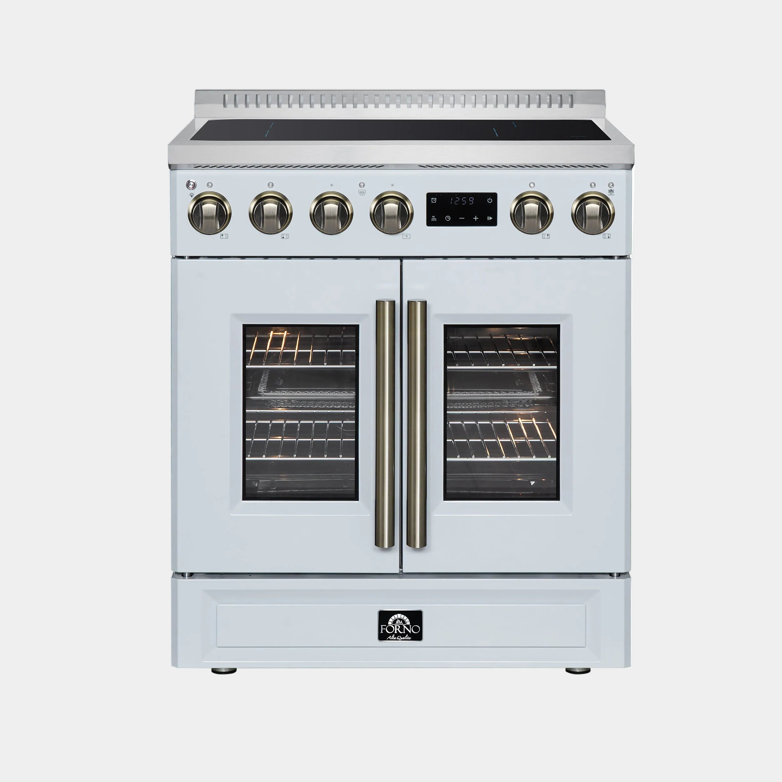 Forno Torino 30 in. 4.32 cu. ft. 5-Burner White French Door Induction Range with Air Fry | FFSIN0950-30WHT