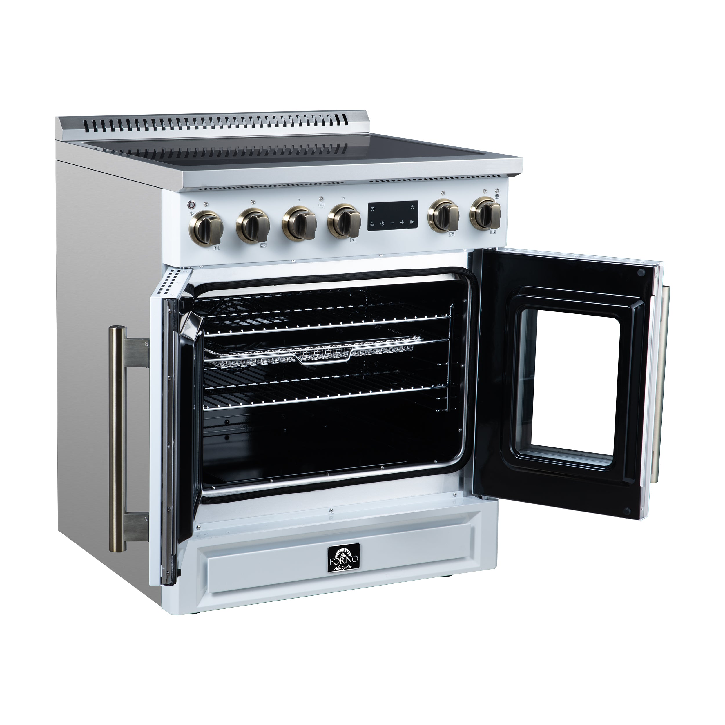 Forno Torino 30 in. 4.32 cu. ft. 5-Burner White French Door Induction Range with Air Fry | FFSIN0950-30WHT