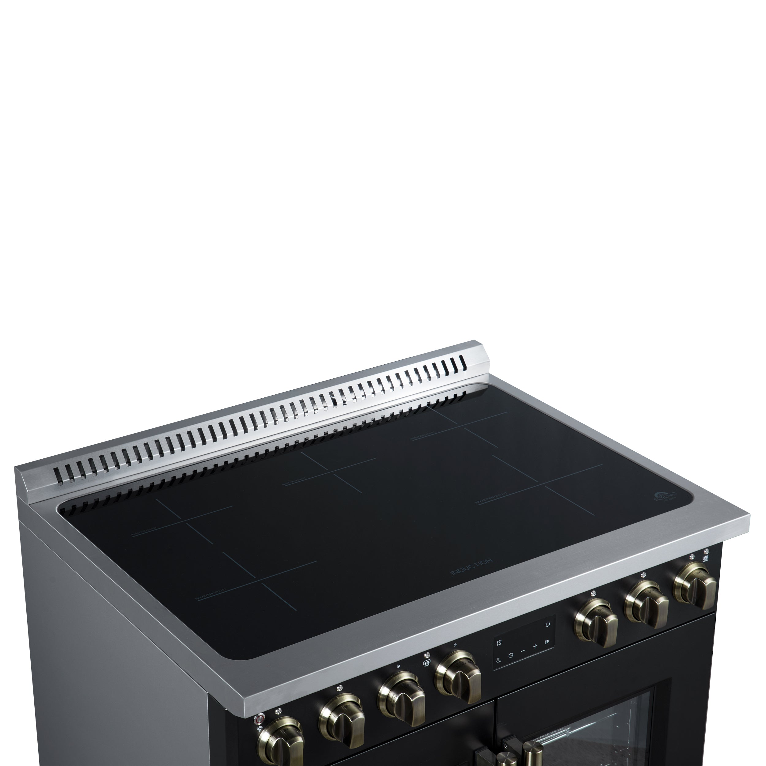 Forno Torino 36 in. 5.36 cu. ft. 5-Burner Black French Door Induction Range with Air Fry | FFSIN0950-36BLK