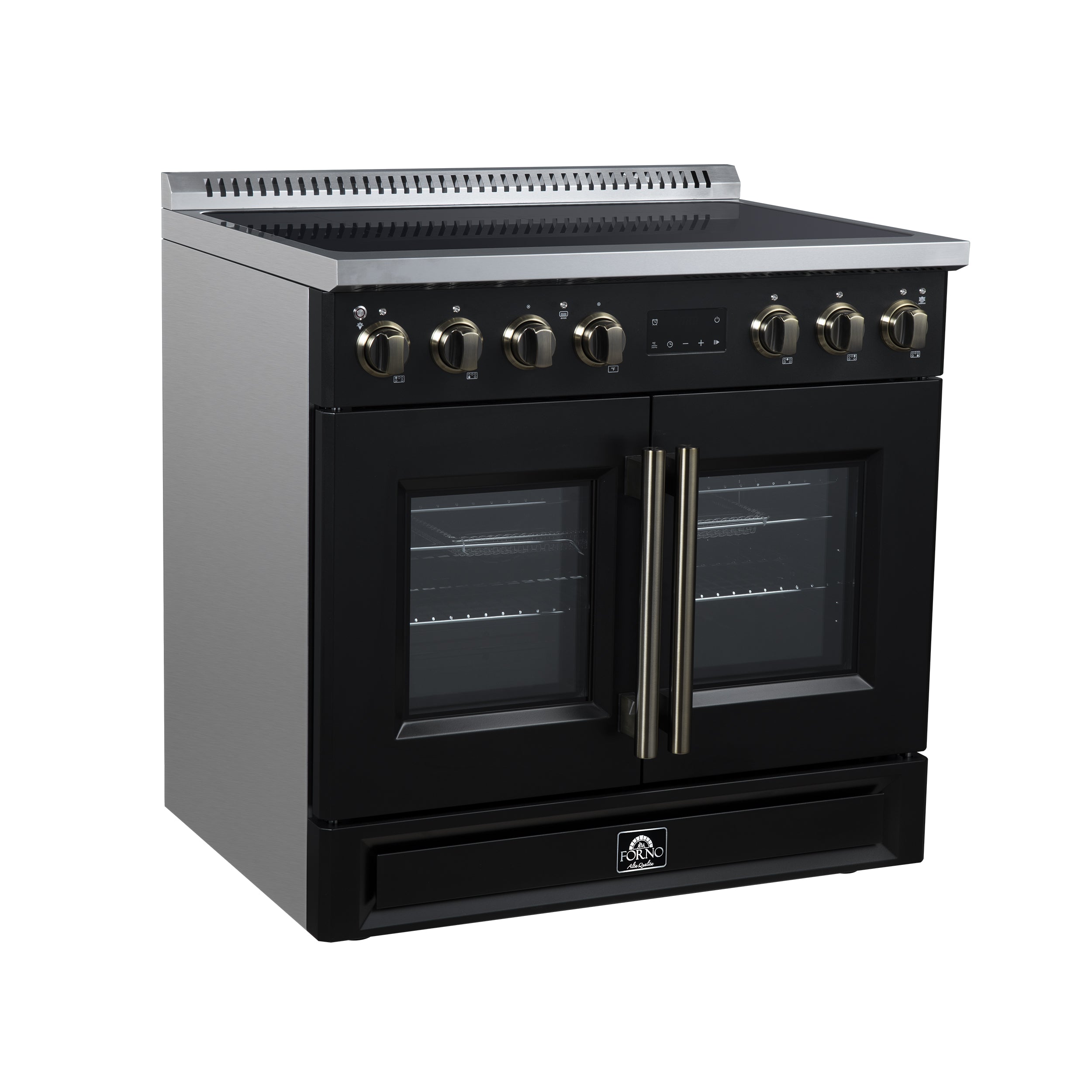 Forno Torino 36 in. 5.36 cu. ft. 5-Burner Black French Door Induction Range with Air Fry | FFSIN0950-36BLK