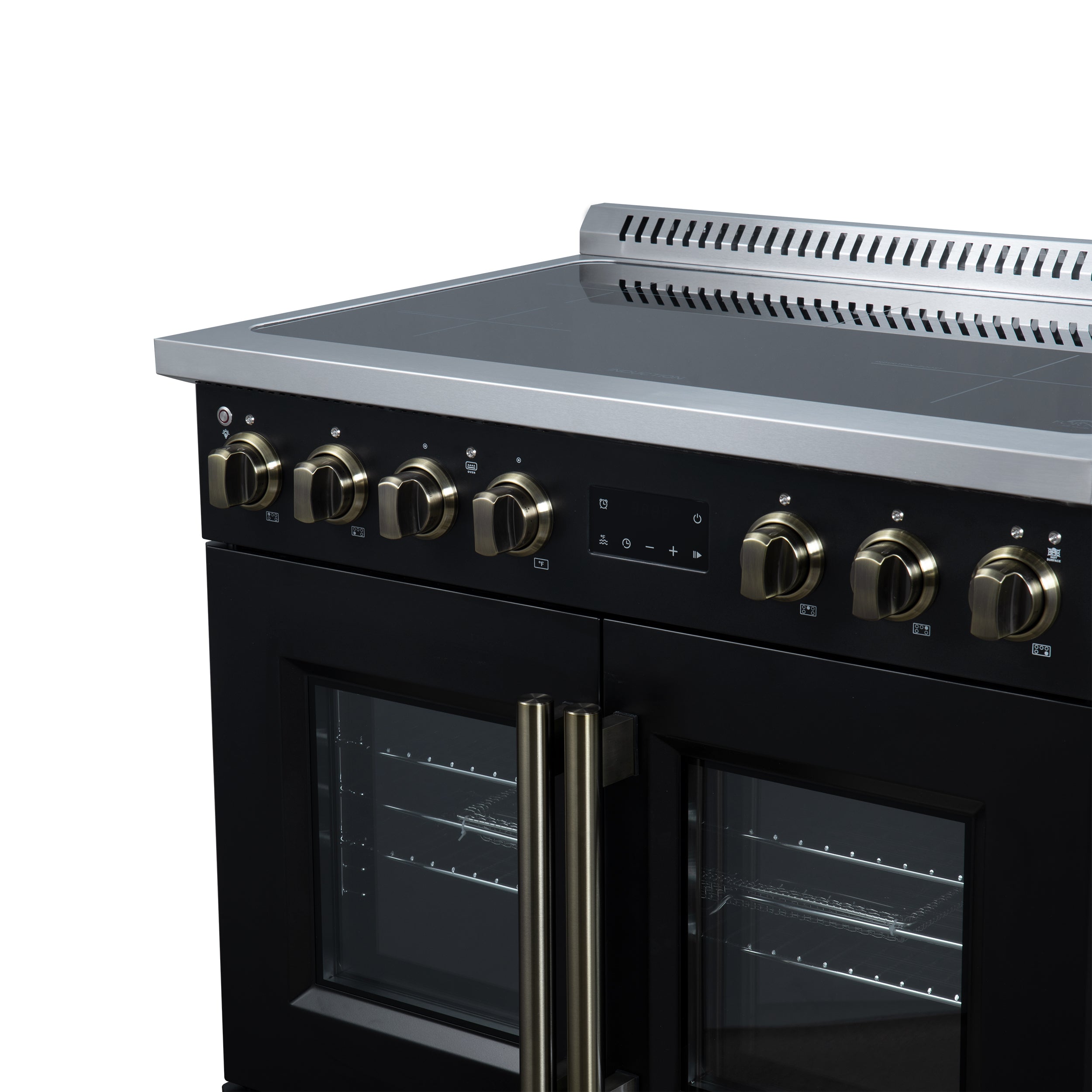 Forno Torino 36 in. 5.36 cu. ft. 5-Burner Black French Door Induction Range with Air Fry | FFSIN0950-36BLK