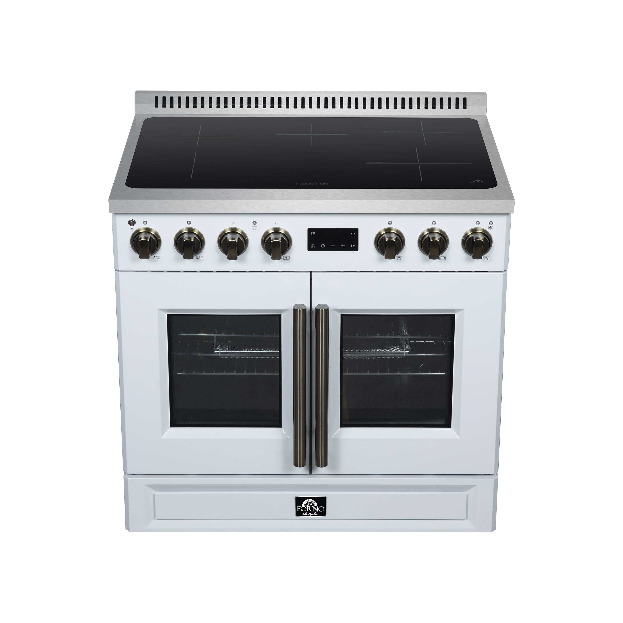 Forno Torino 36 in. 5.36 cu. ft. 5-Burner White French Door Induction Range with Air Fry | FFSIN0950-36WHT
