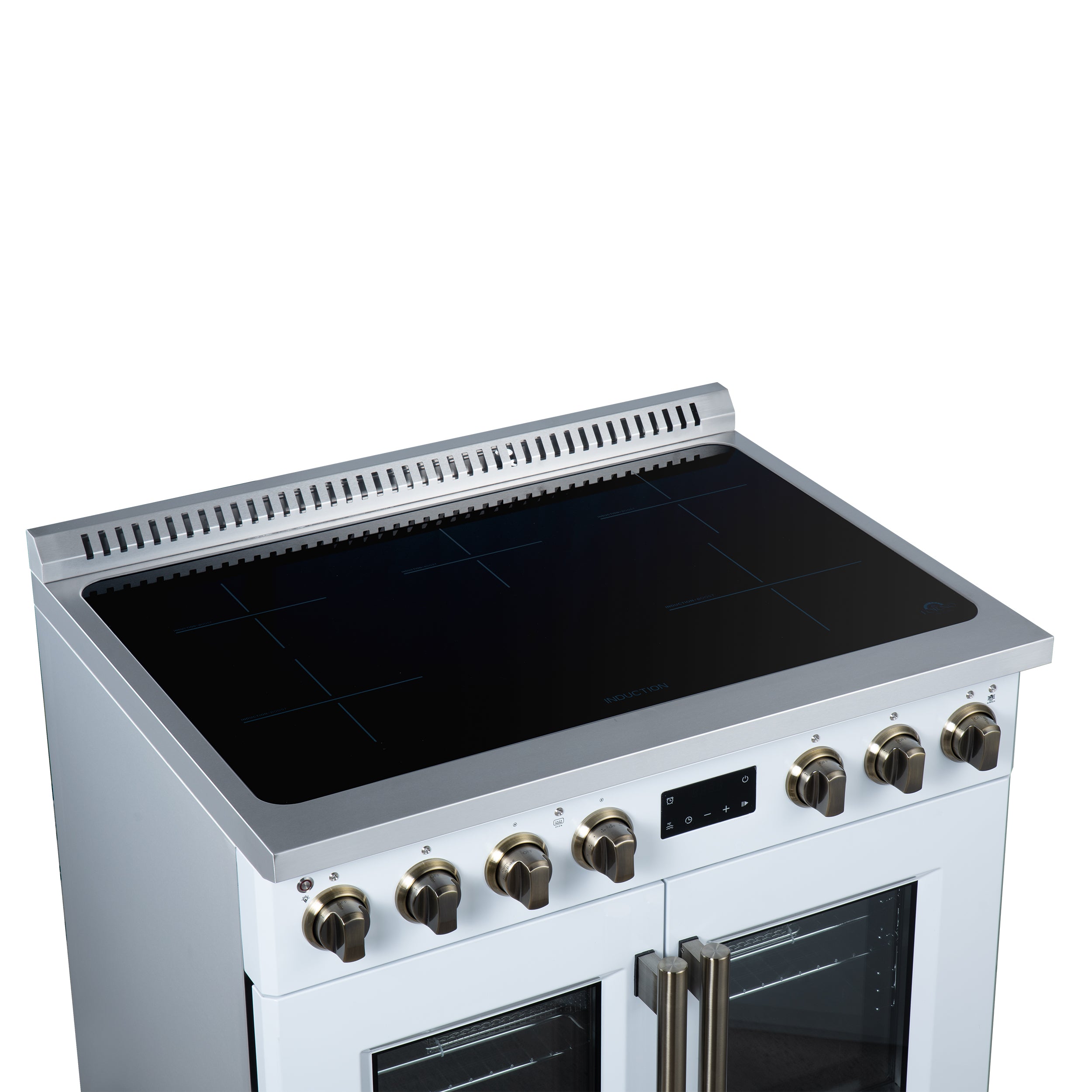 Forno Torino 36 in. 5.36 cu. ft. 5-Burner White French Door Induction Range with Air Fry | FFSIN0950-36WHT