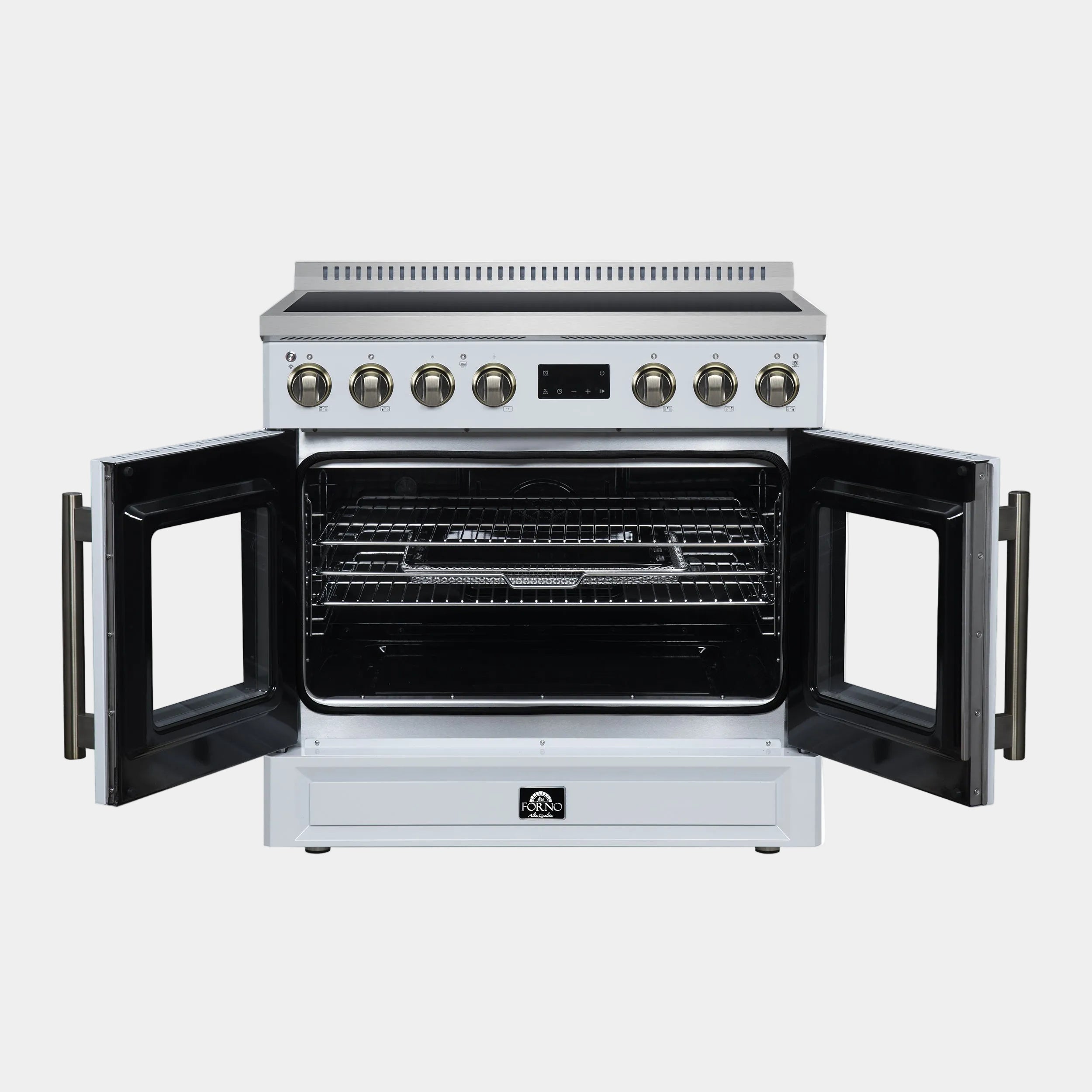 Forno Torino 36 in. 5.36 cu. ft. 5-Burner White French Door Induction Range with Air Fry | FFSIN0950-36WHT