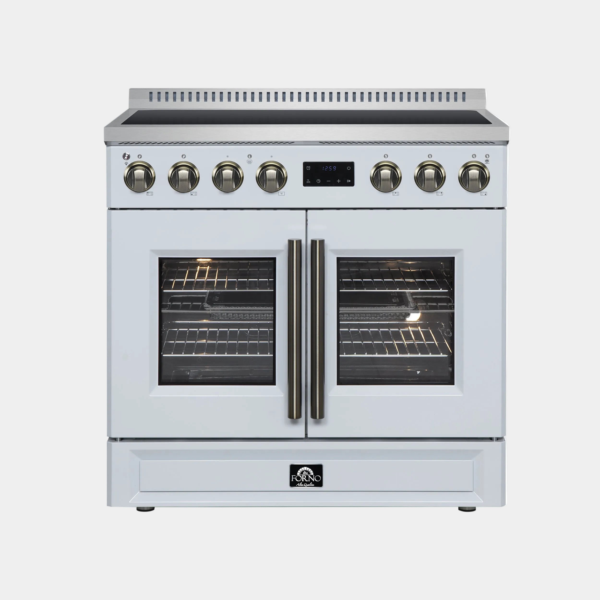 Forno Torino 36 in. 5.36 cu. ft. 5-Burner White French Door Induction Range with Air Fry | FFSIN0950-36WHT