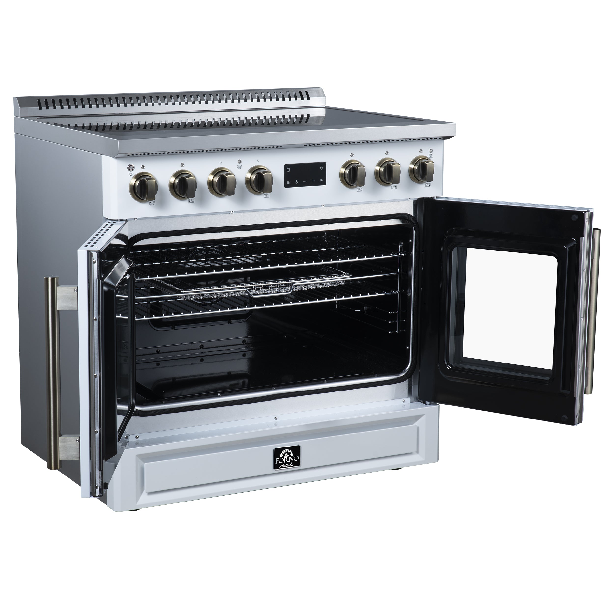 Forno Torino 36 in. 5.36 cu. ft. 5-Burner White French Door Induction Range with Air Fry | FFSIN0950-36WHT