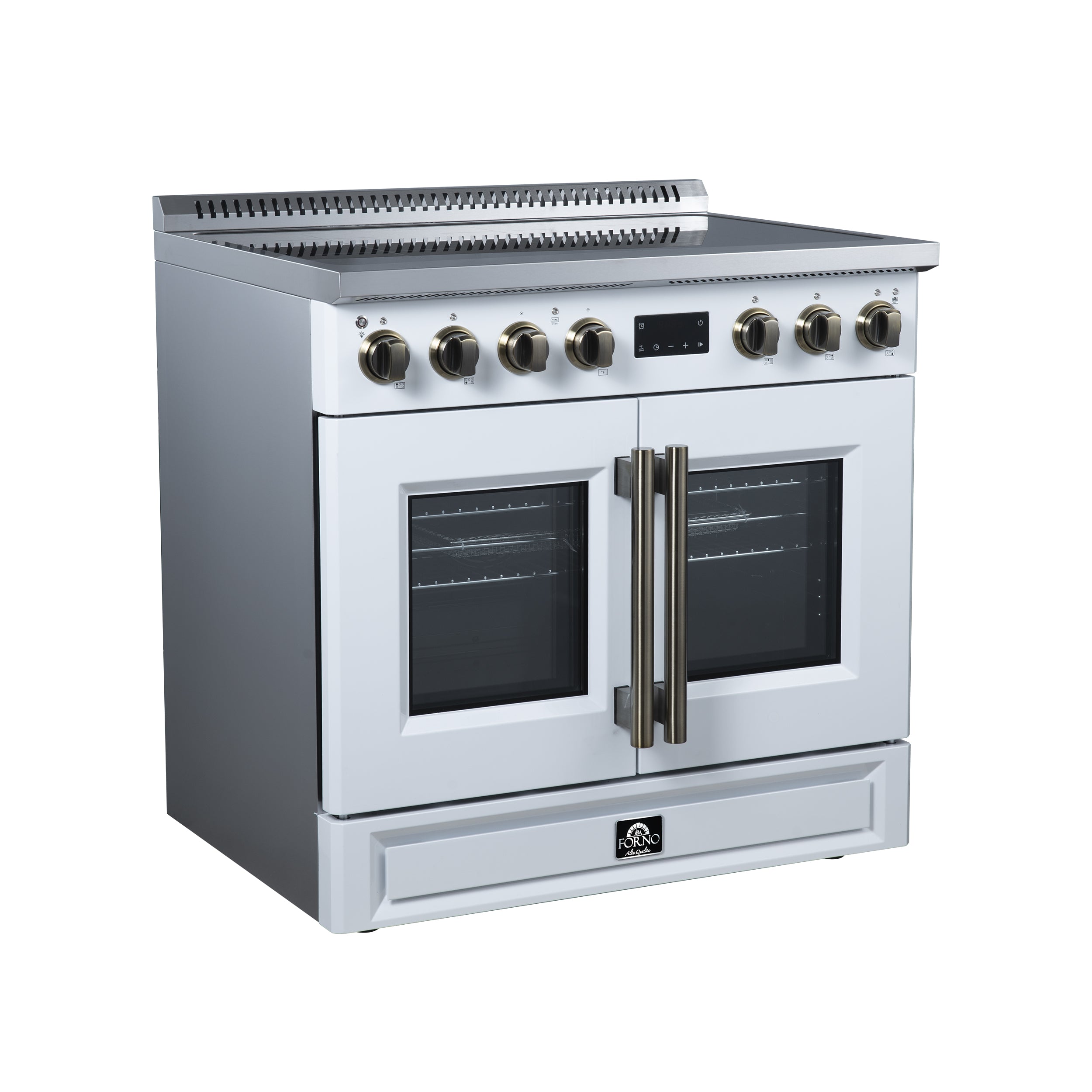 Forno Torino 36 in. 5.36 cu. ft. 5-Burner White French Door Induction Range with Air Fry | FFSIN0950-36WHT