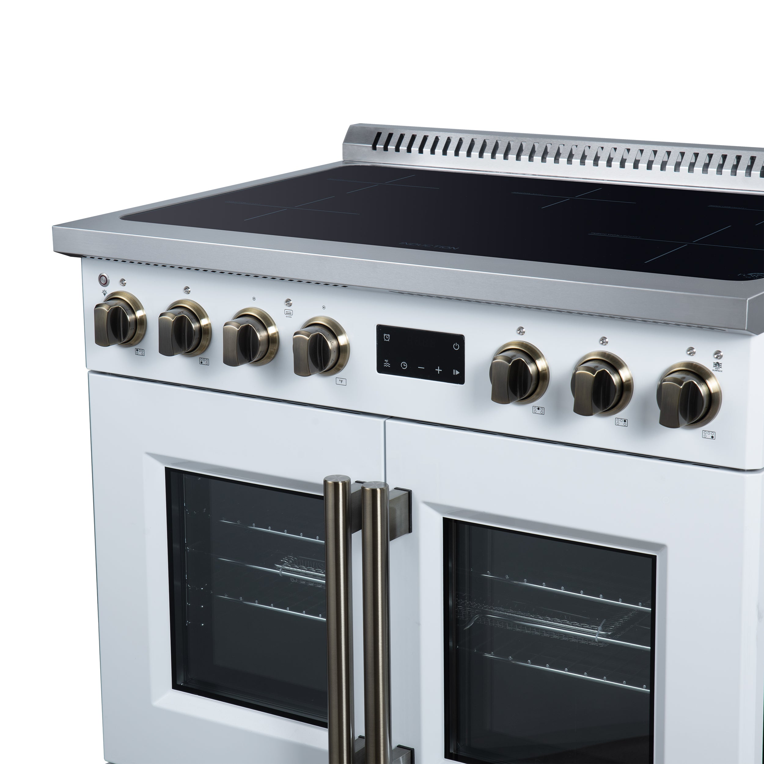 Forno Torino 36 in. 5.36 cu. ft. 5-Burner White French Door Induction Range with Air Fry | FFSIN0950-36WHT