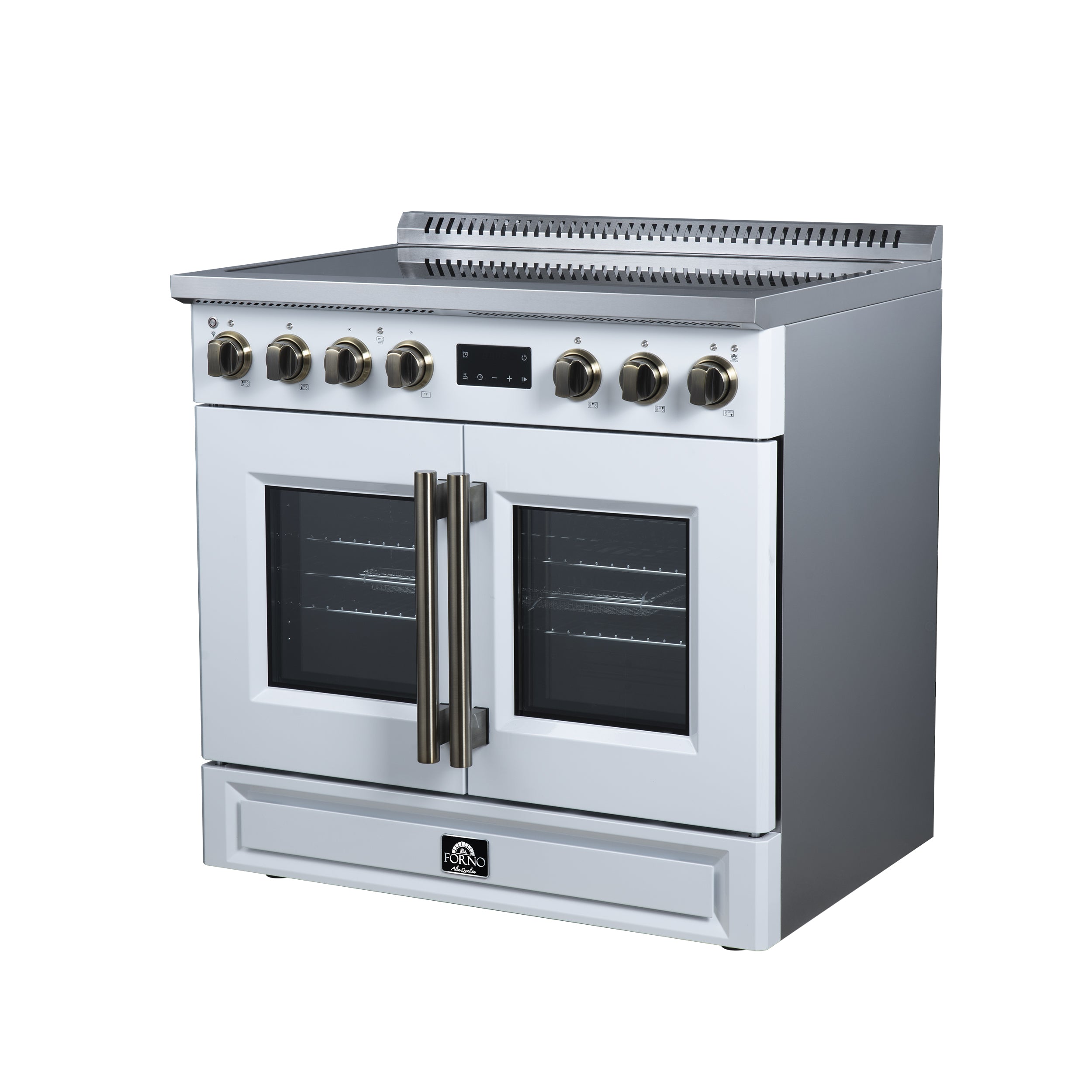 Forno Torino 36 in. 5.36 cu. ft. 5-Burner White French Door Induction Range with Air Fry | FFSIN0950-36WHT