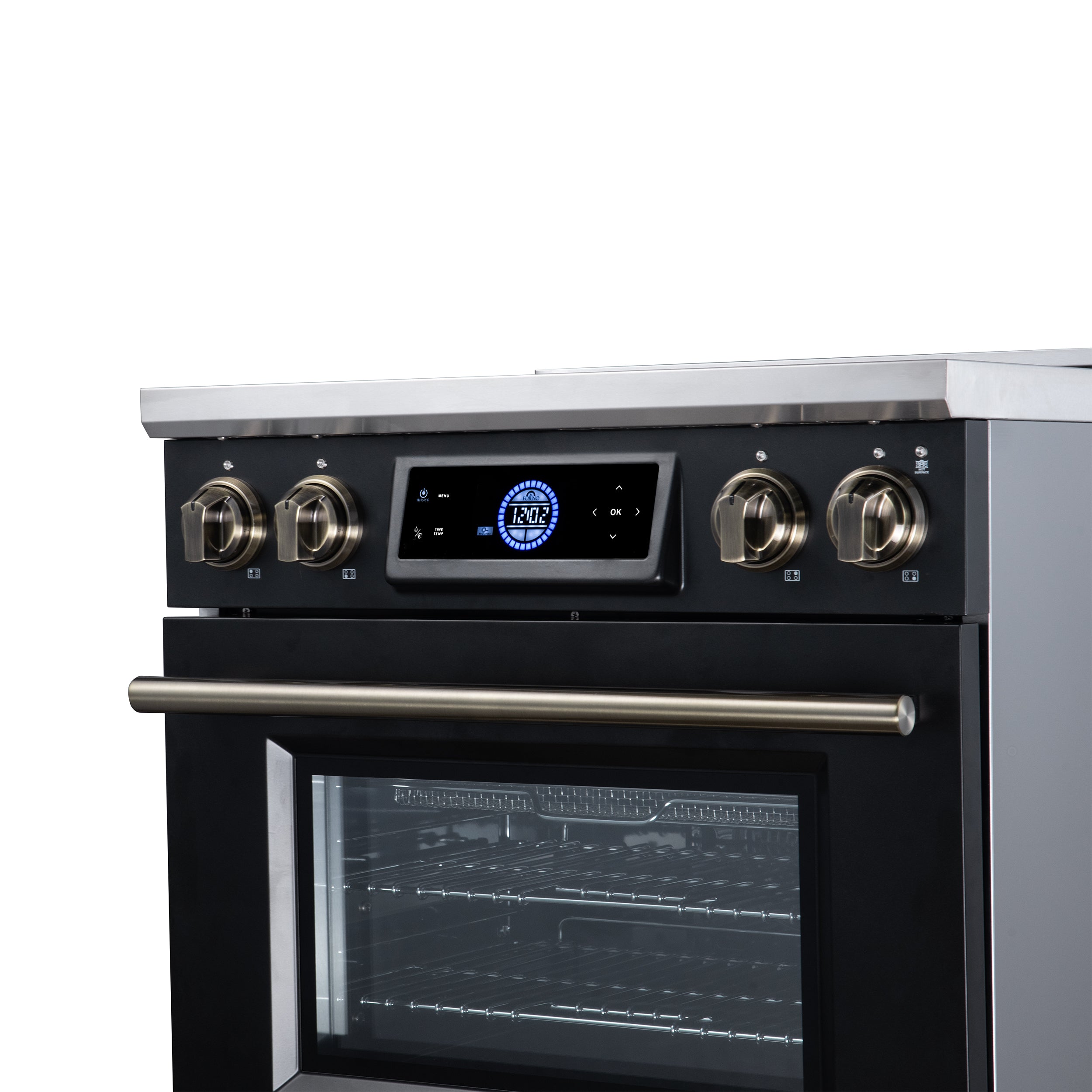 Maximus 30 Inch Induction Range, 8,800 Total Cooktop, 4.32 cf. True Convection Oven, Air Fryer, Air Sous Vide, Black