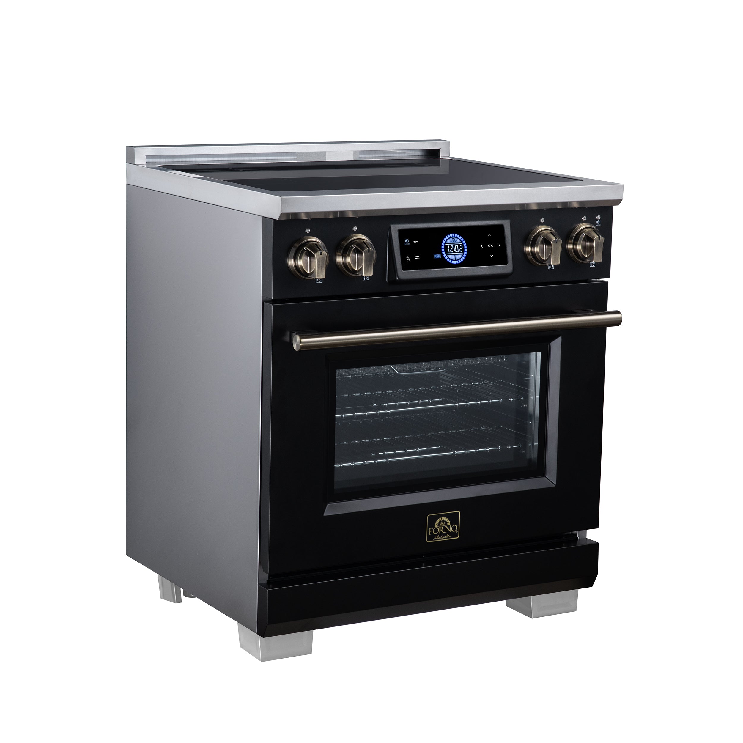 Maximus 30 Inch Induction Range, 8,800 Total Cooktop, 4.32 cf. True Convection Oven, Air Fryer, Air Sous Vide, Black