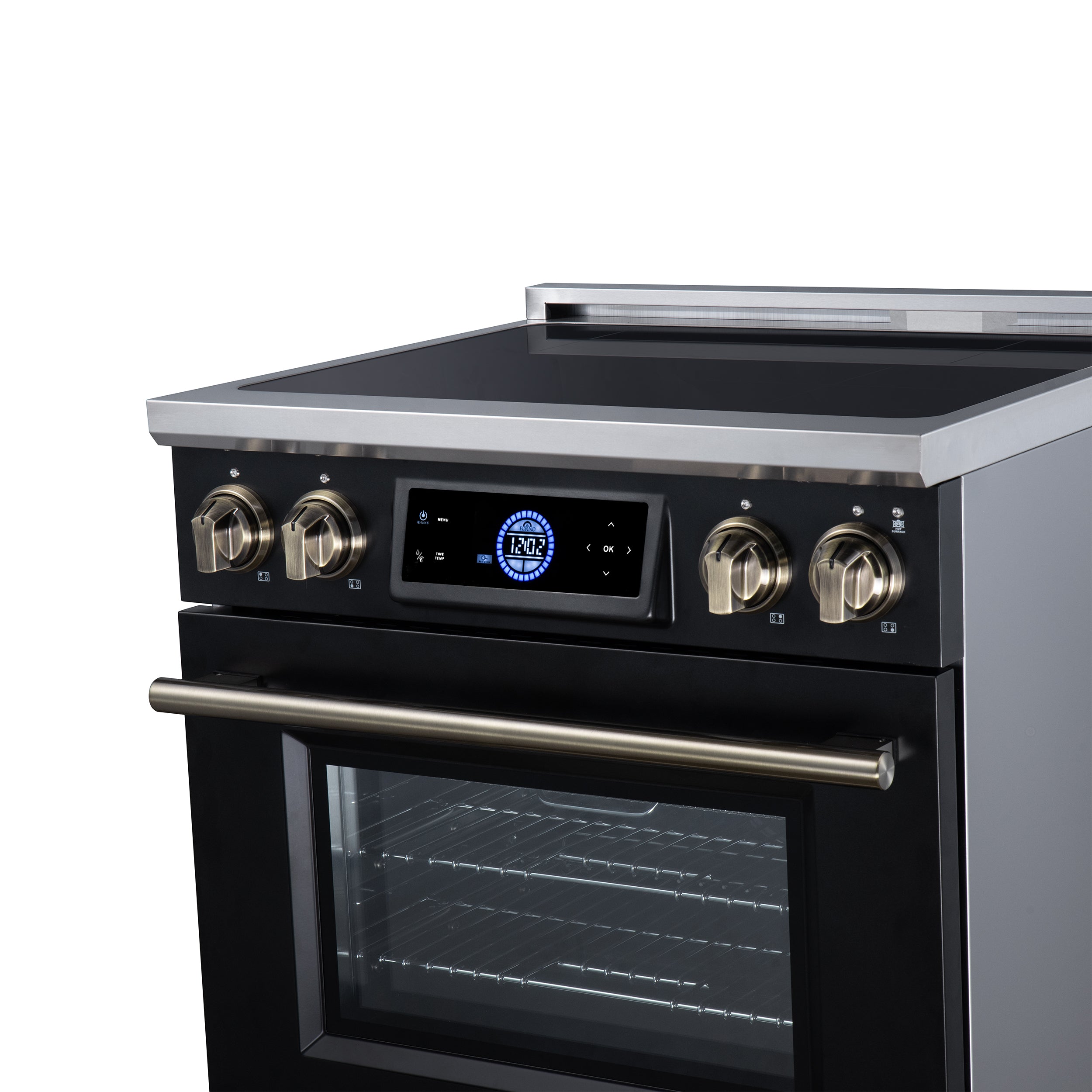 Maximus 30 Inch Induction Range, 8,800 Total Cooktop, 4.32 cf. True Convection Oven, Air Fryer, Air Sous Vide, Black