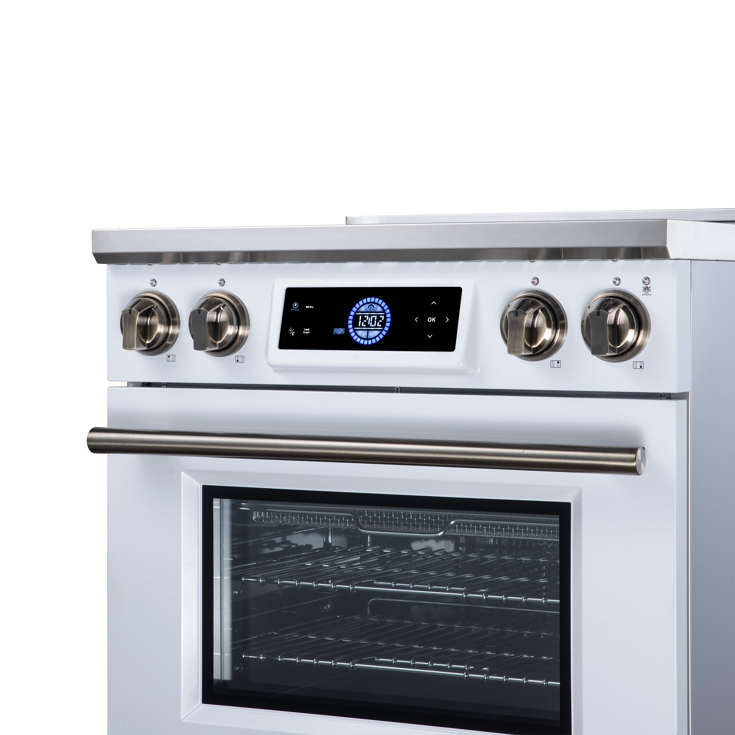 Maximus 30 Inch Induction Range, 8,800 Total Cooktop, 4.32 cf. True Convection Oven, Air Fryer, Air Sous Vide, White