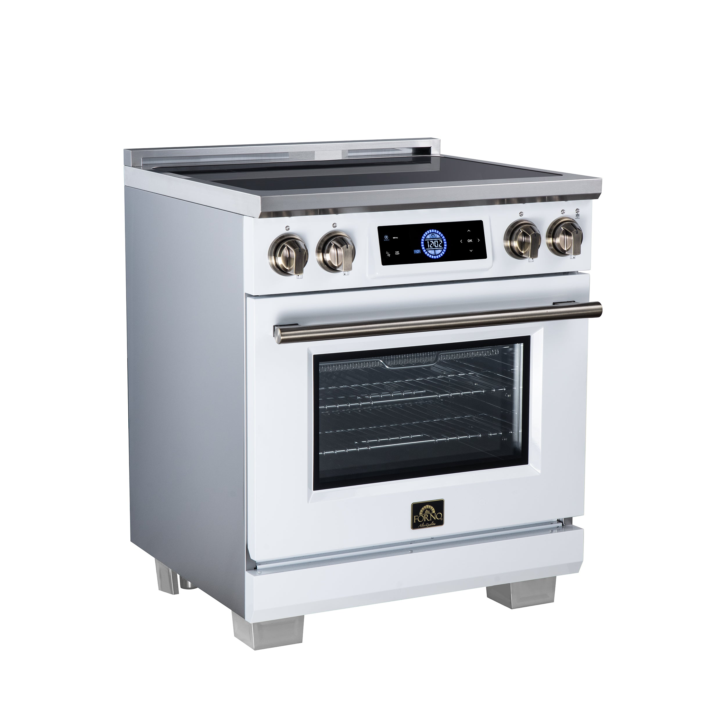 Maximus 30 Inch Induction Range, 8,800 Total Cooktop, 4.32 cf. True Convection Oven, Air Fryer, Air Sous Vide, White