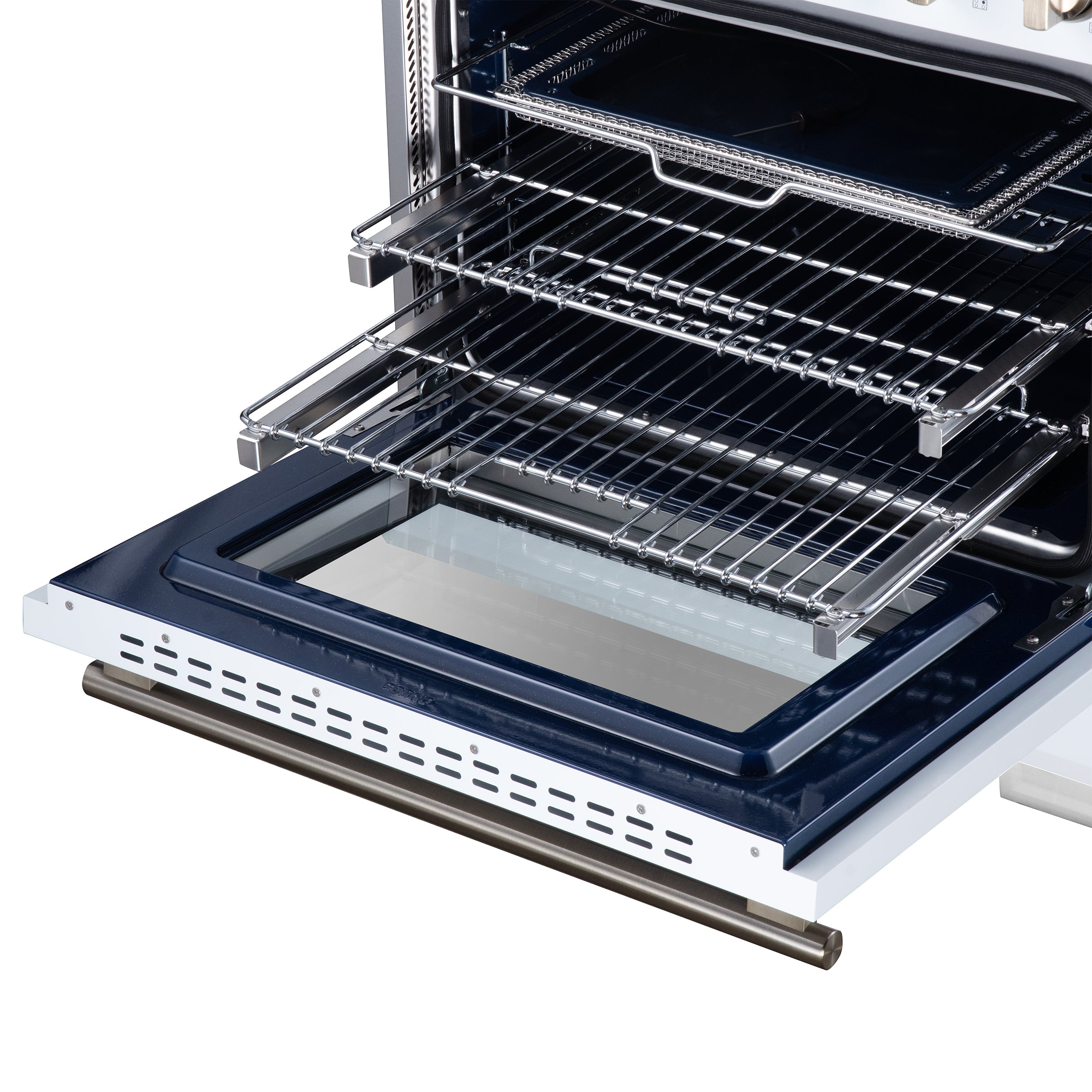 Maximus 30 Inch Induction Range, 8,800 Total Cooktop, 4.32 cf. True Convection Oven, Air Fryer, Air Sous Vide, White