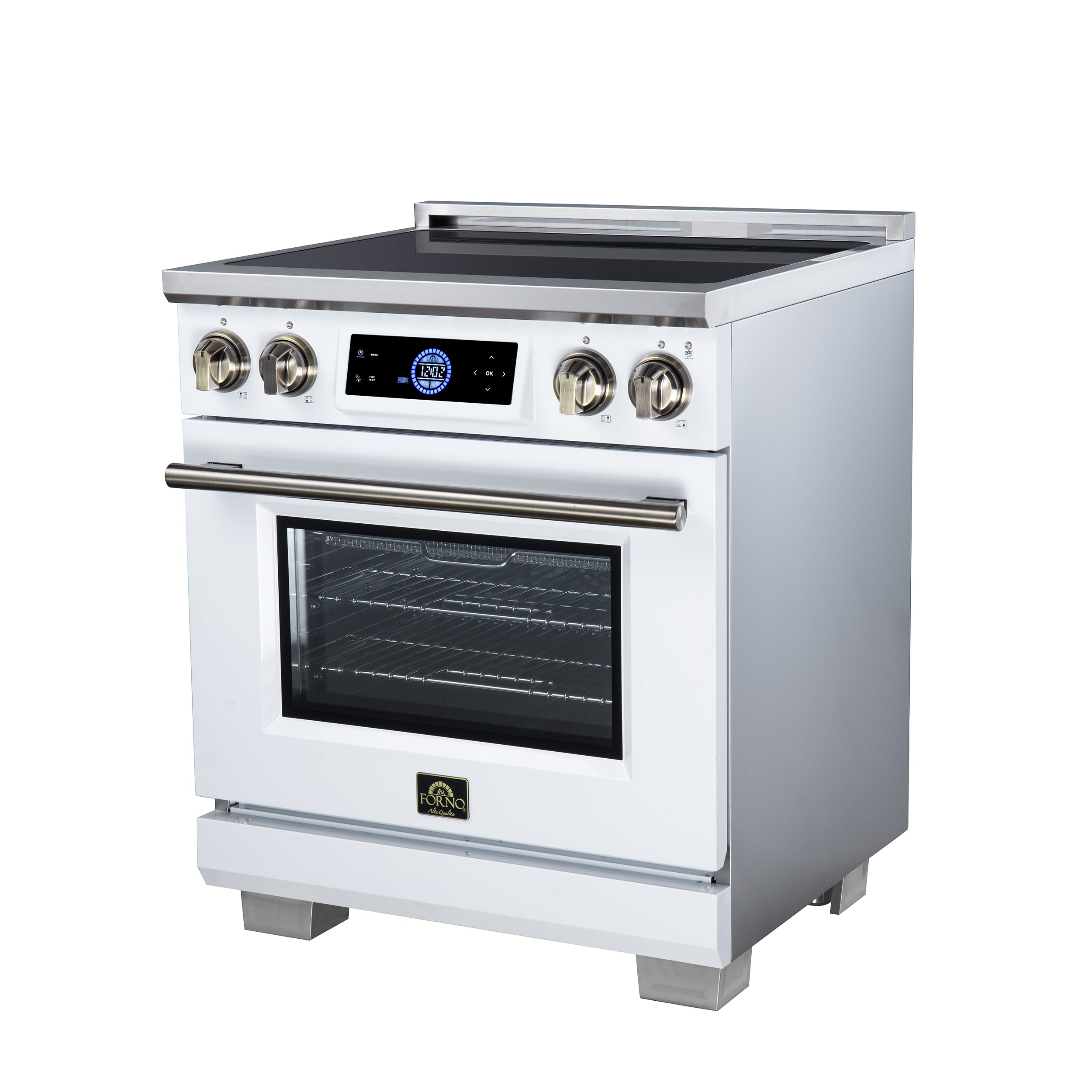 Maximus 30 Inch Induction Range, 8,800 Total Cooktop, 4.32 cf. True Convection Oven, Air Fryer, Air Sous Vide, White