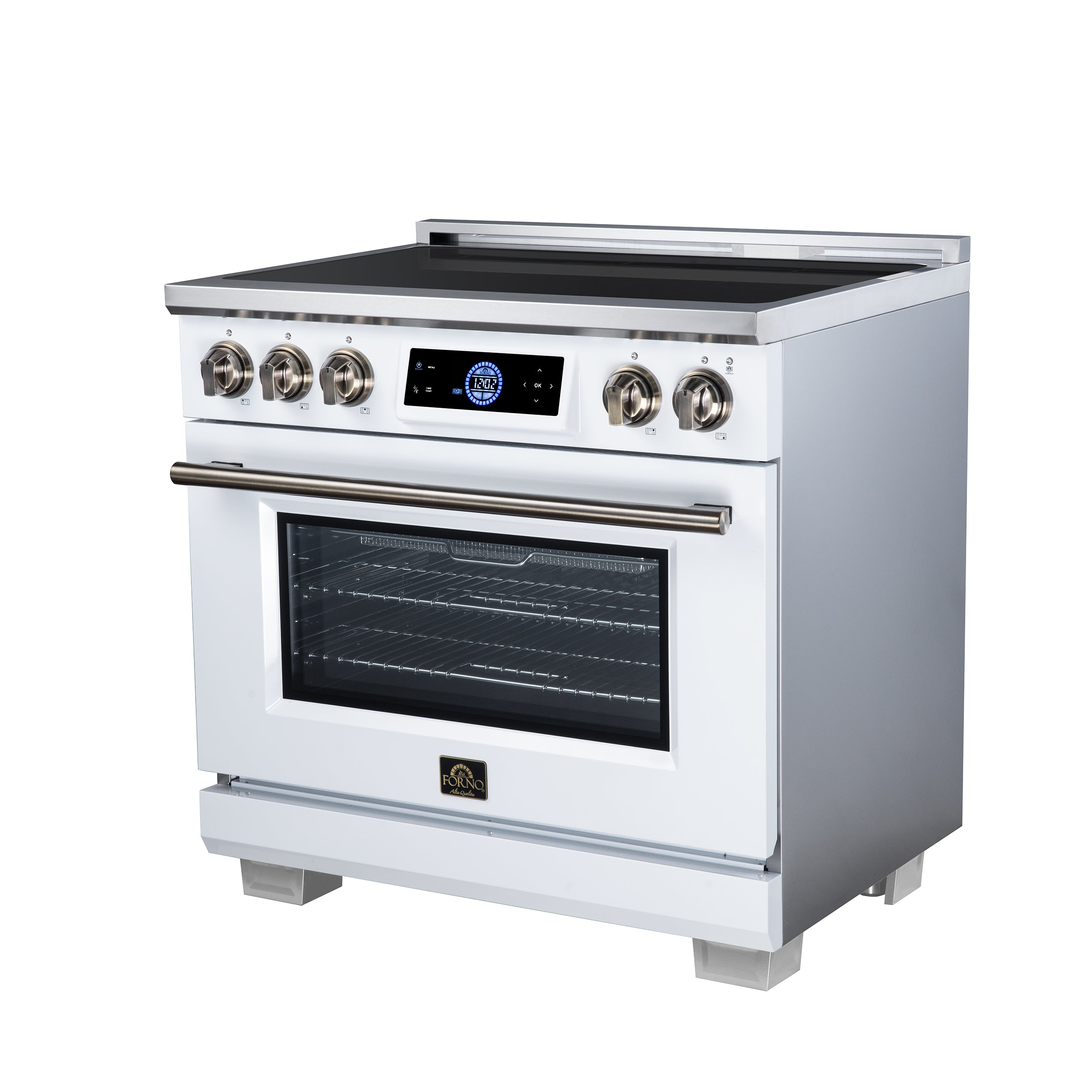 Maximus 36 Inch Induction Range, 10,900 Total Cooktop, 5.36 cf. True Convection Oven, Air Fryer, Air Sous Vide, White