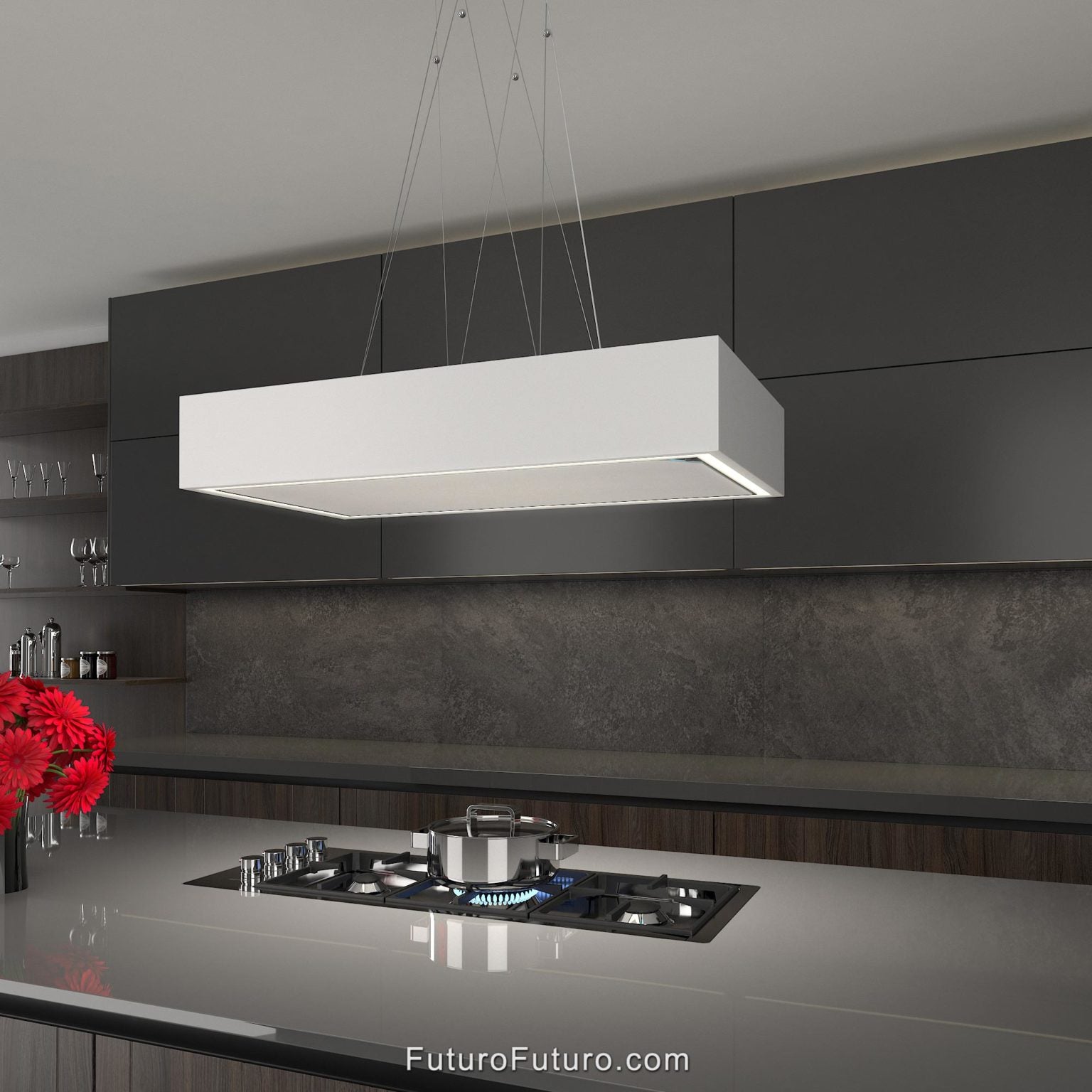 Futuro Balance 36 in. 940 CFM White Island Mount Range Hood | IS36BALANCE-WHT
