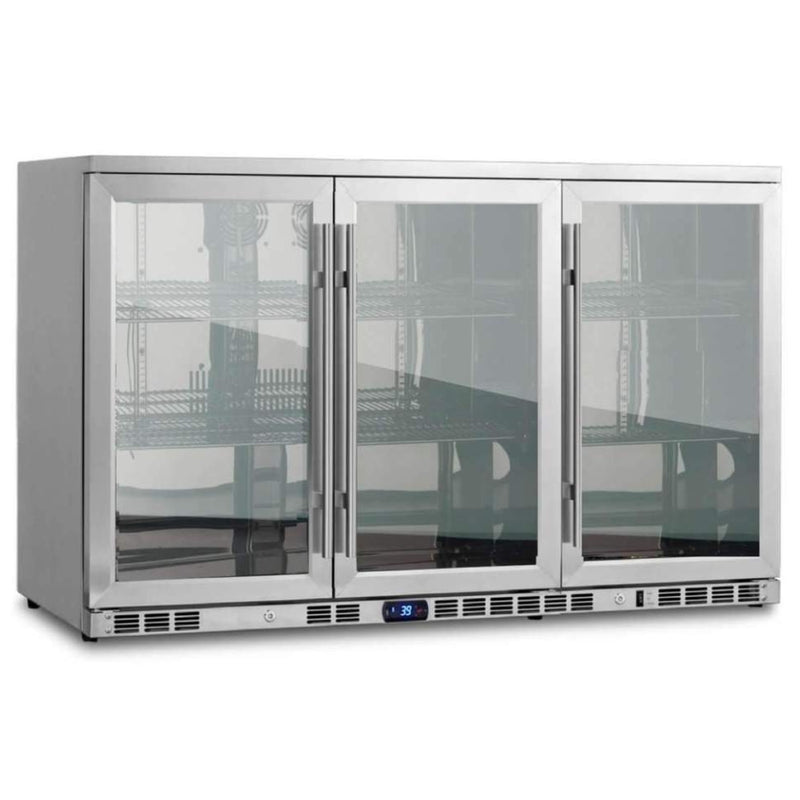 Kingsbottle 53 in. Stainless Steel Heating Glass 3 Door Beverage Cooler