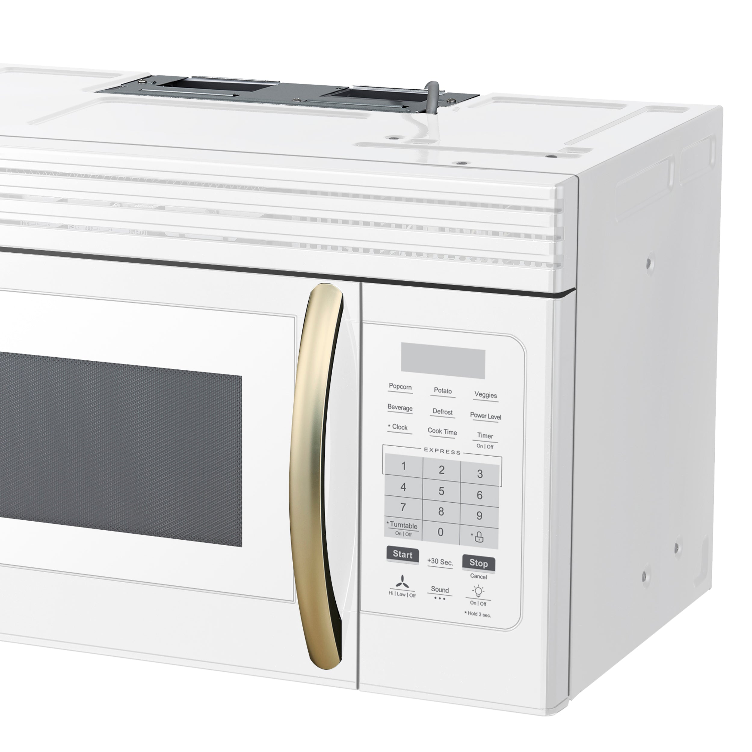 Forno Espresso Scalo 30 in. 1.6 cu.ft 300 CFM White Over The Range Microwave with Antique Brass Accents | FOTR3007-30WHT