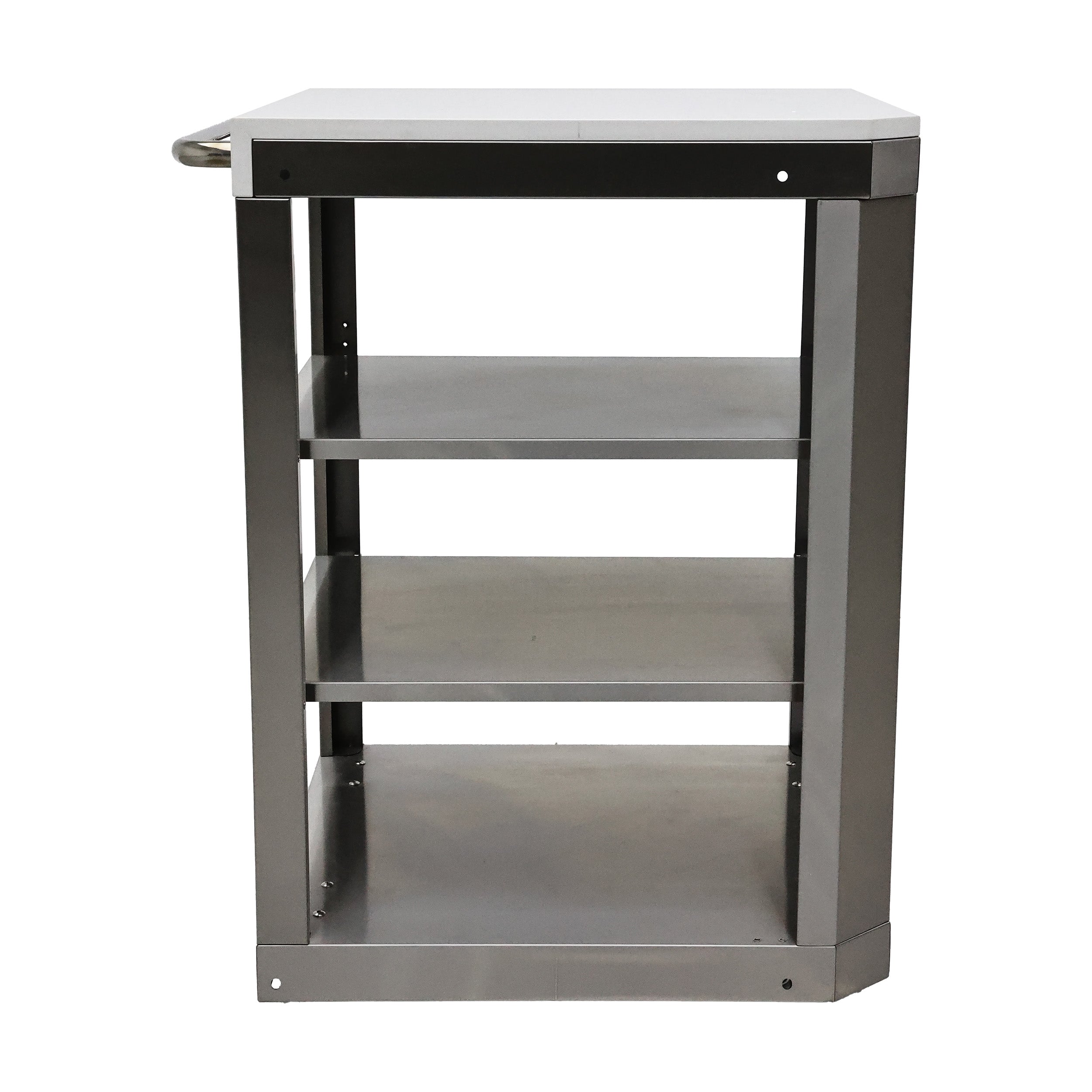 FORNO Bulnes 40-Inch BBQ, 95,000 BTU, 5 Burners, Sear & Rotisserie Infrared with Side Burner, Stainless Steel Outdoor Kitchen with 1.8 cu.ft. Beverage Center & White Sintered Stone Countertops