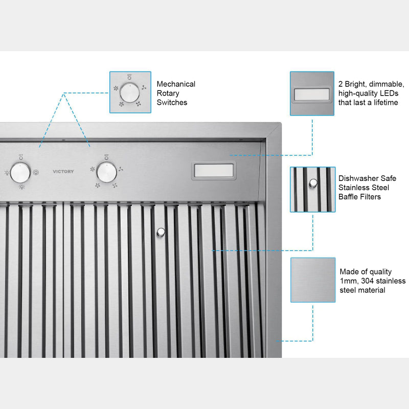 VICTORY Q5 36 in. 750 CFM Stainless Steel Insert Range Hood | Q5-36
