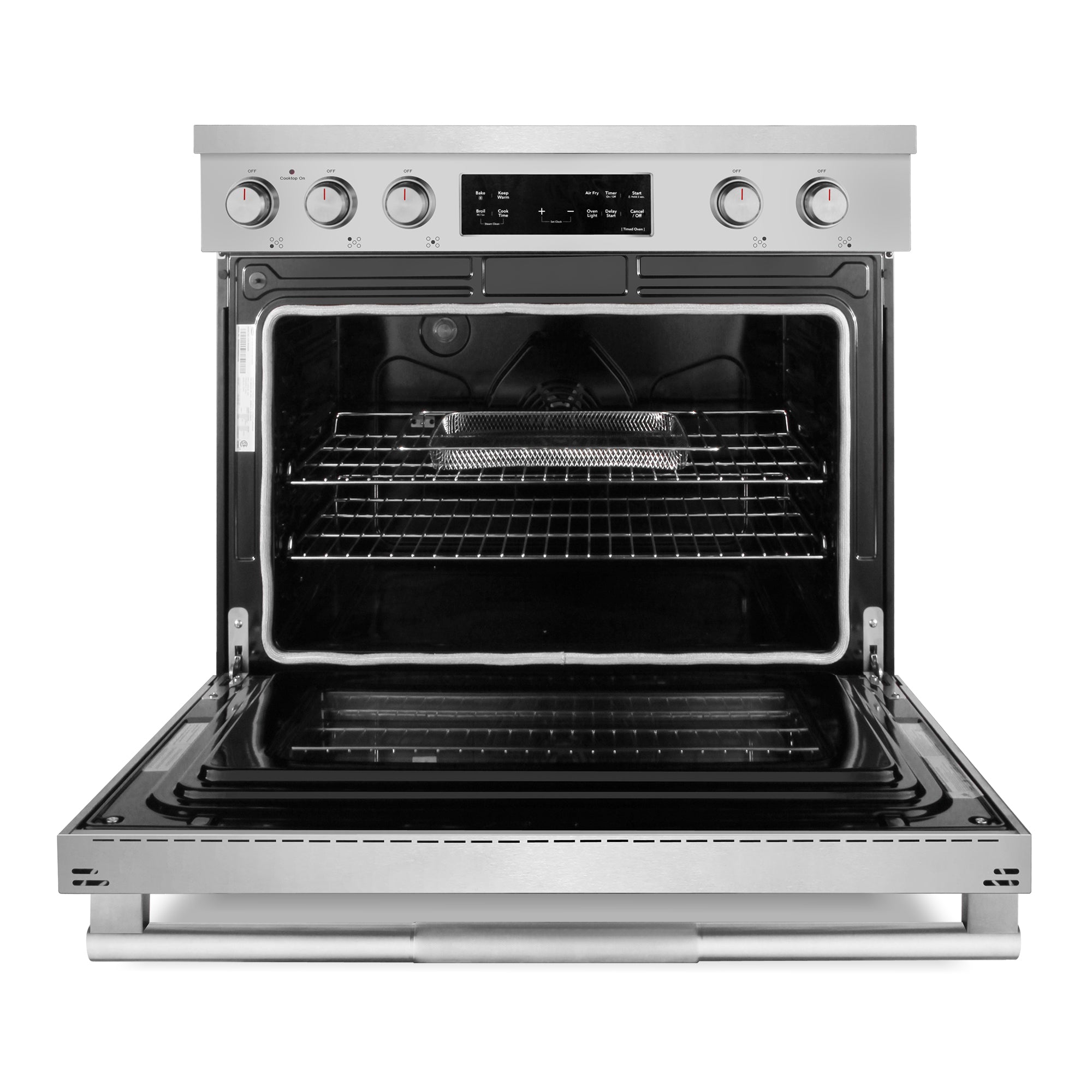 Cosmo Stellar 36 in. 6.1 cu. ft. 5-Burner Stainless Steel Electric Range with Air Fry and Storage Drawer | COS-RES365SS