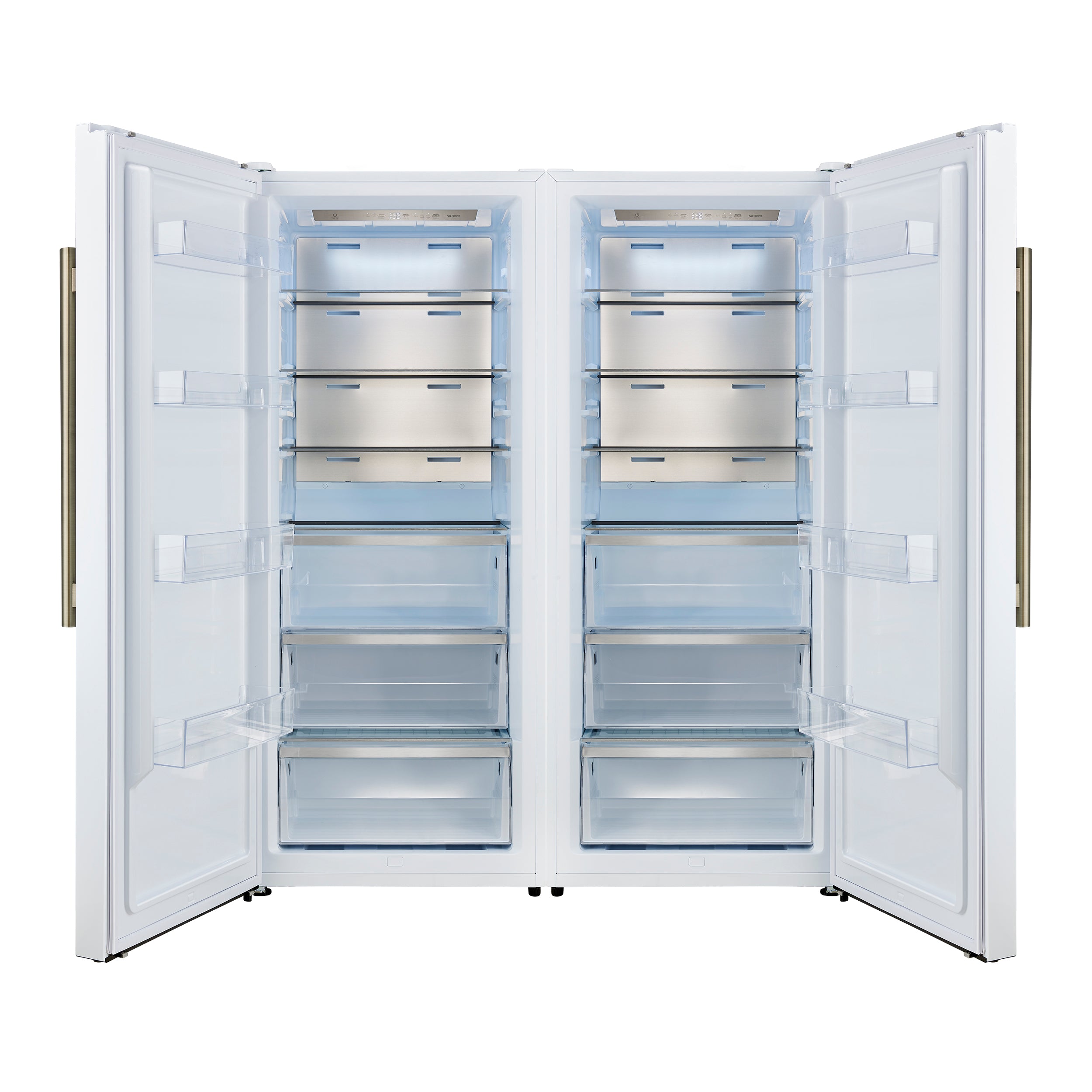 Forno Maderno 60 in. 27.2 cu.ft. White Built-In Convertible Refrigerator/Freezer with Grill Trim Kit and Antique Brass Handles | FFFFD1722-60SG-WHT