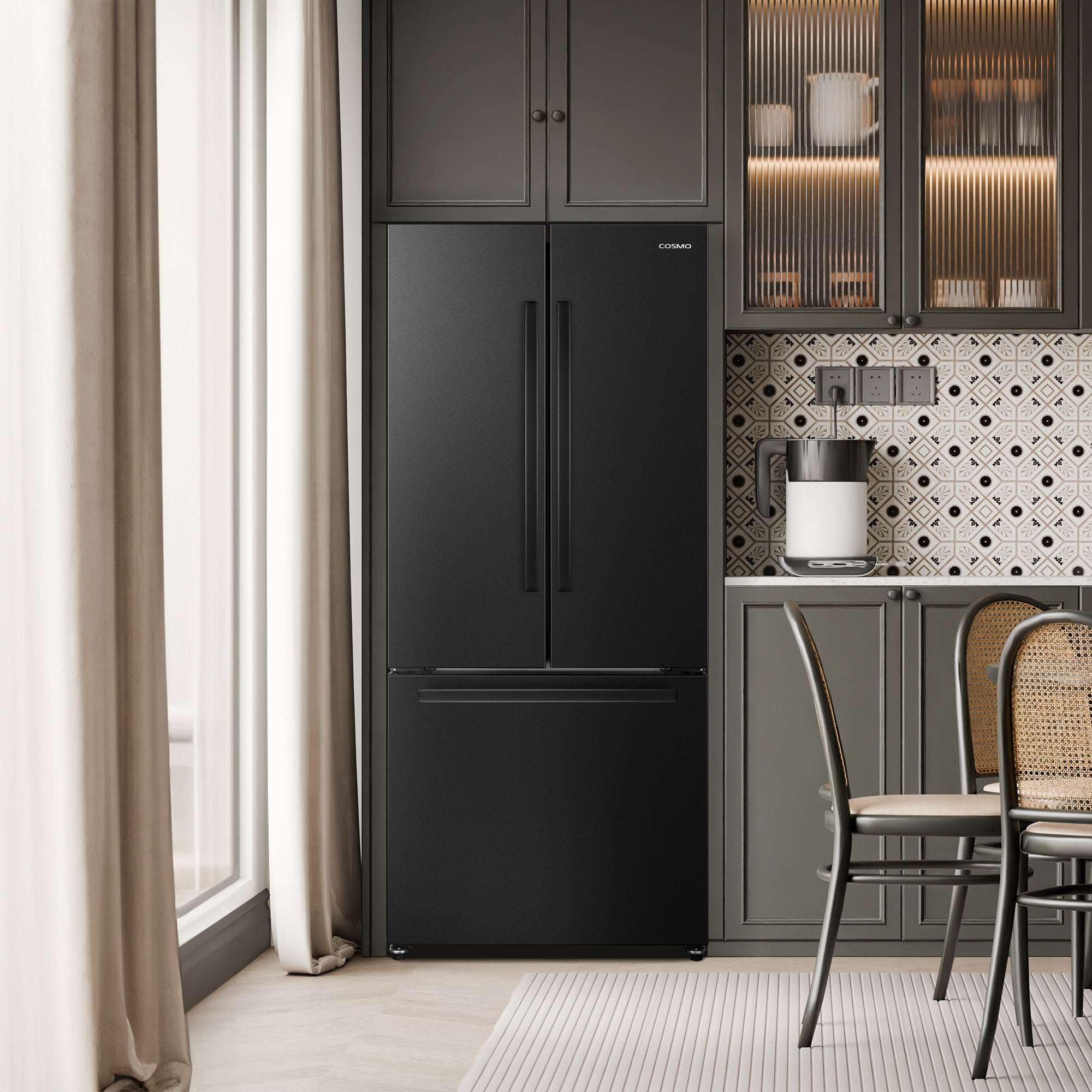 Cosmo Vista 30 in. 17.5 cu. ft. Black French Door Refrigerator with Ice Maker | COS-RFFV183GHBK