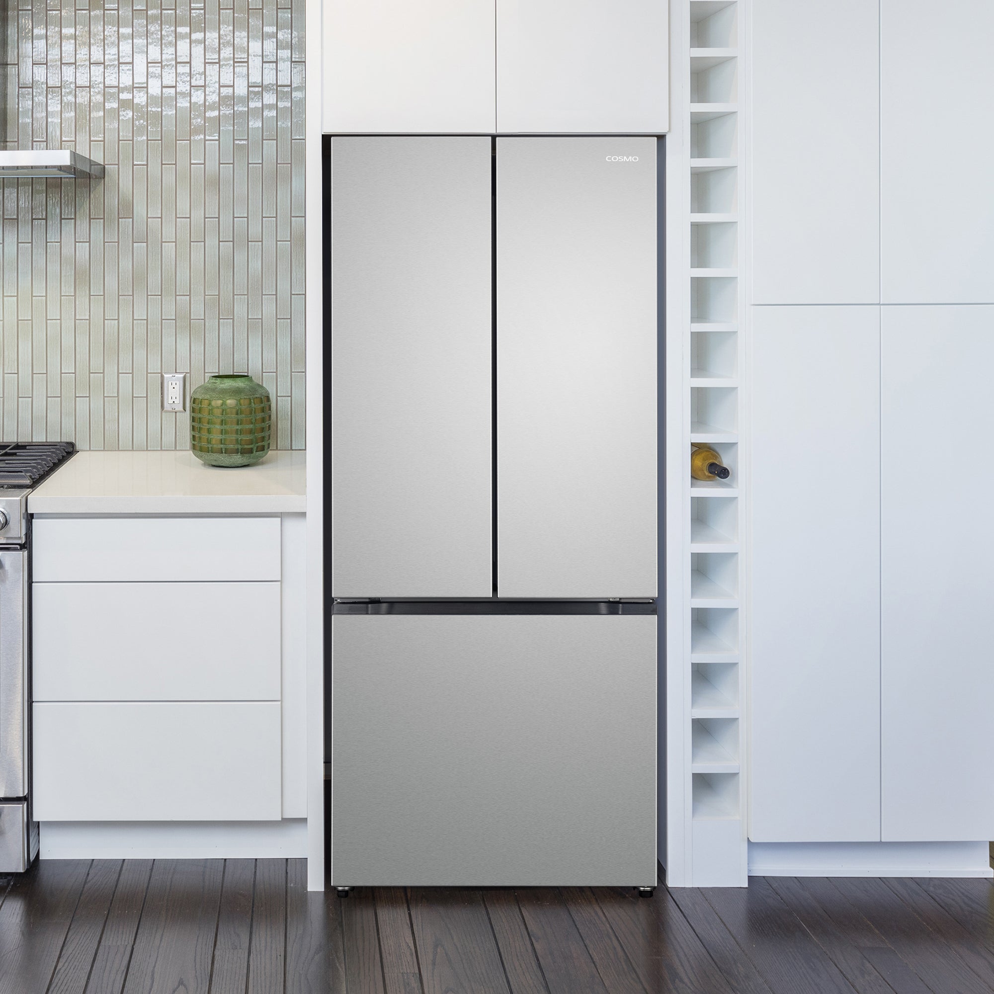 Cosmo Vista 30 in. 17.5 cu. ft. Stainless Steel French Door Refrigerator with Recessed Handles Ice Maker | COS-RFFV183RS