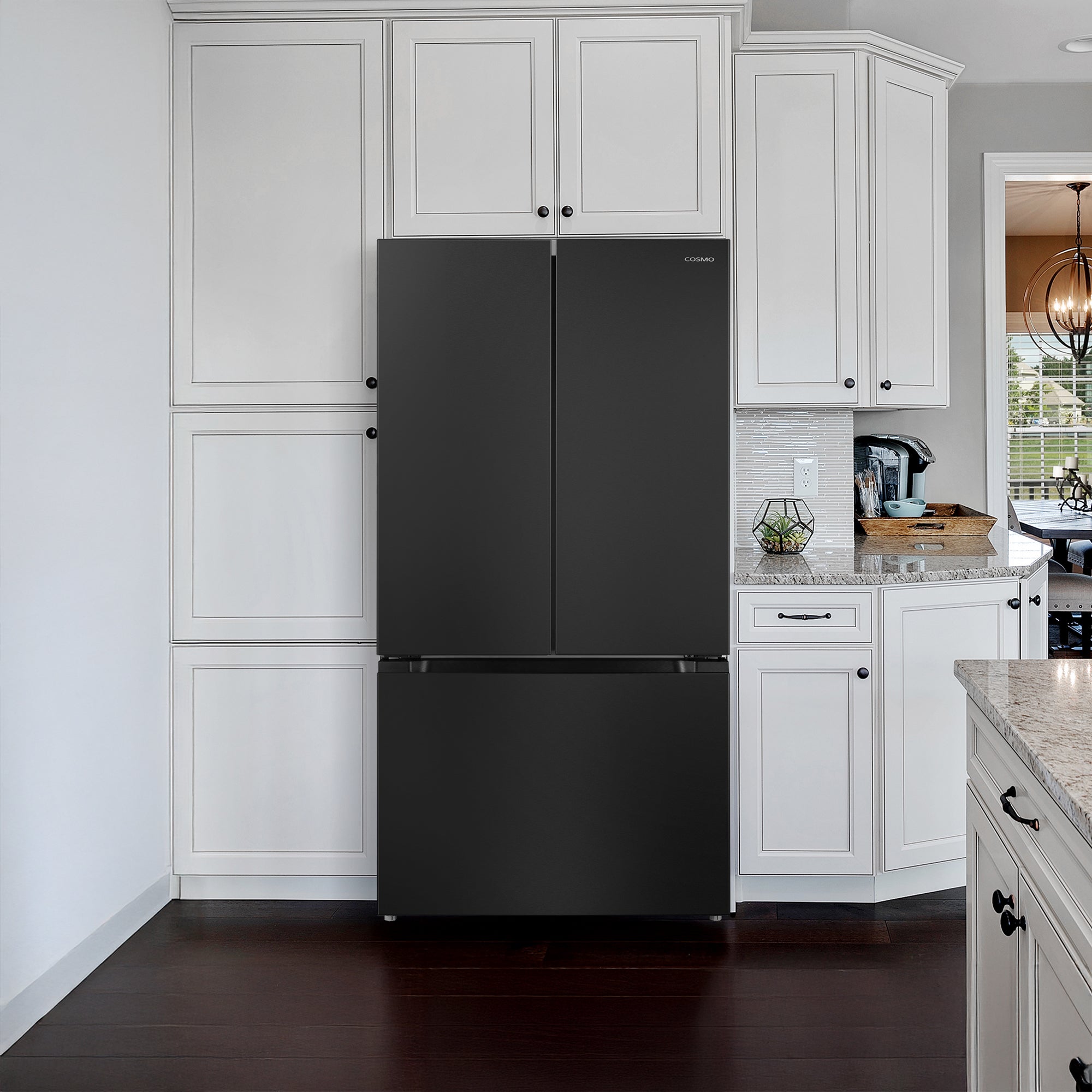 Cosmo Vista 36 in. 27.4 cu. ft. Black French Door Refrigerator with Recessed Handles and Ice Maker | COS-RFFV283RBK
