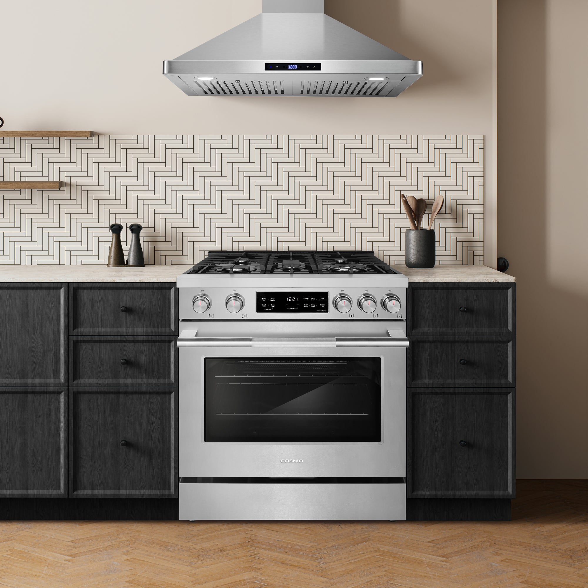 Cosmo Stellar 30 in. 4.8 cu. ft. 5-Burner Stainless Steel Gas Range with Air Fry, and Storage Drawer | COS-RGS305SS
