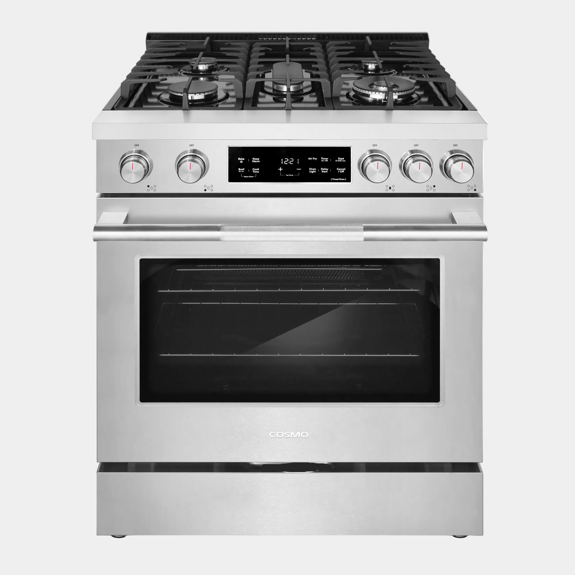 Cosmo Stellar 30 in. 4.8 cu. ft. 5-Burner Stainless Steel Gas Range with Air Fry, and Storage Drawer | COS-RGS305SS