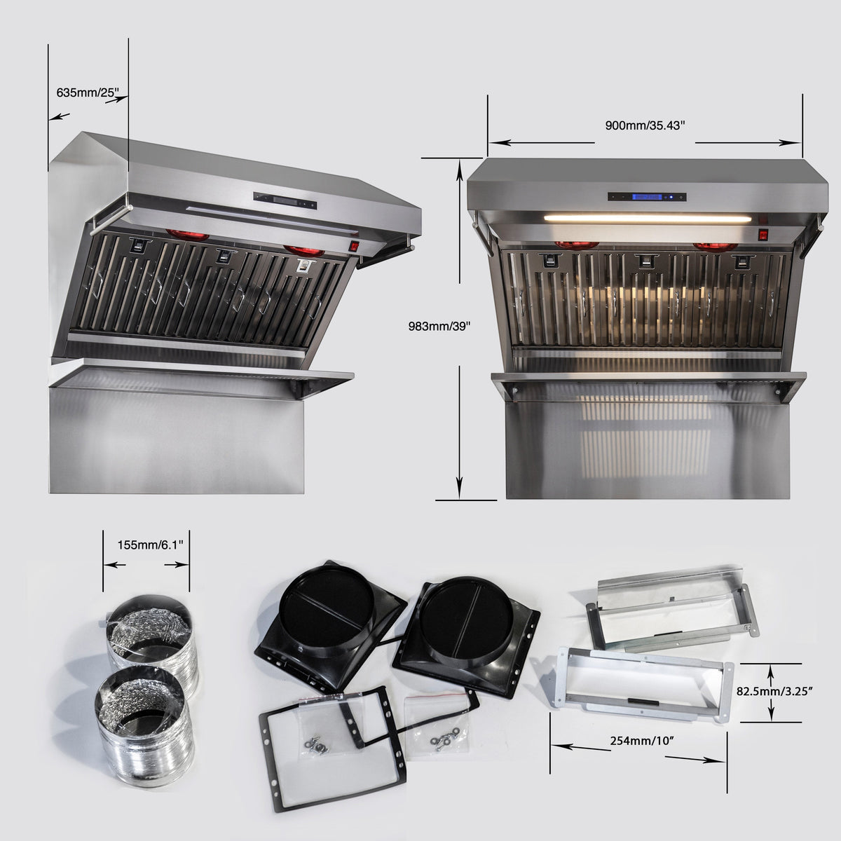 Forno Savona 36 in. 1200 CFM Stainless Steel Wall Mount Range Hood with Back Splash and Baffle Filters | FRHWM5029-36
