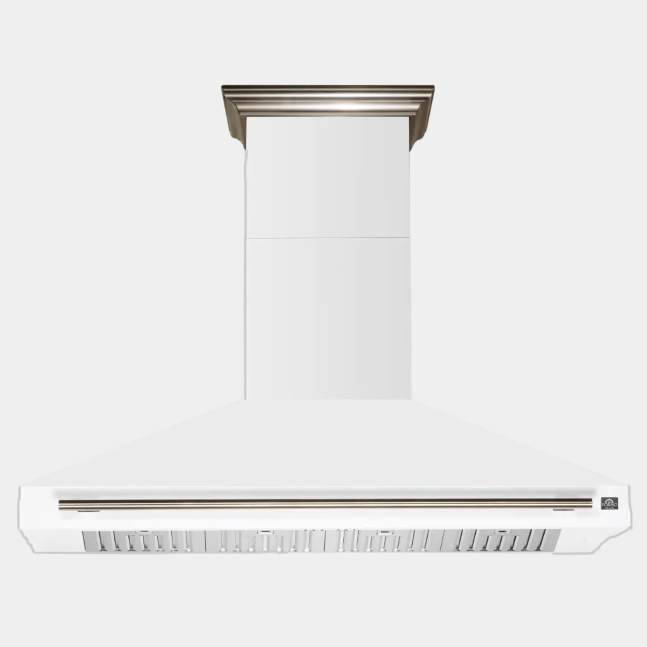 Forno Aria 60 in. 1200 CFM White Convertible Wall Mount Range Hood with Antique Brass Accents | FRHWM5095-60WHT