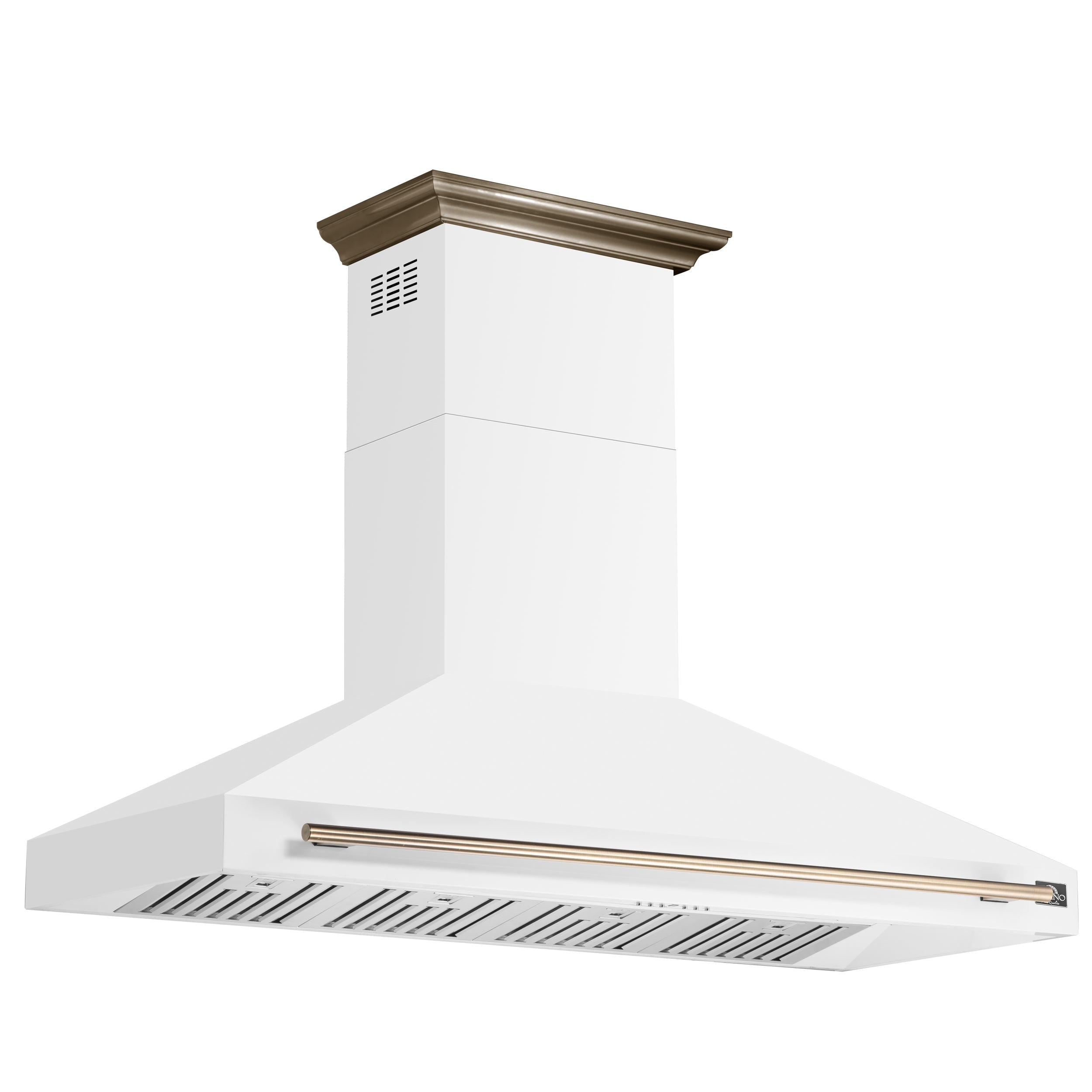 Forno Aria 60 in. 1200 CFM White Convertible Wall Mount Range Hood with Antique Brass Accents | FRHWM5095-60WHT