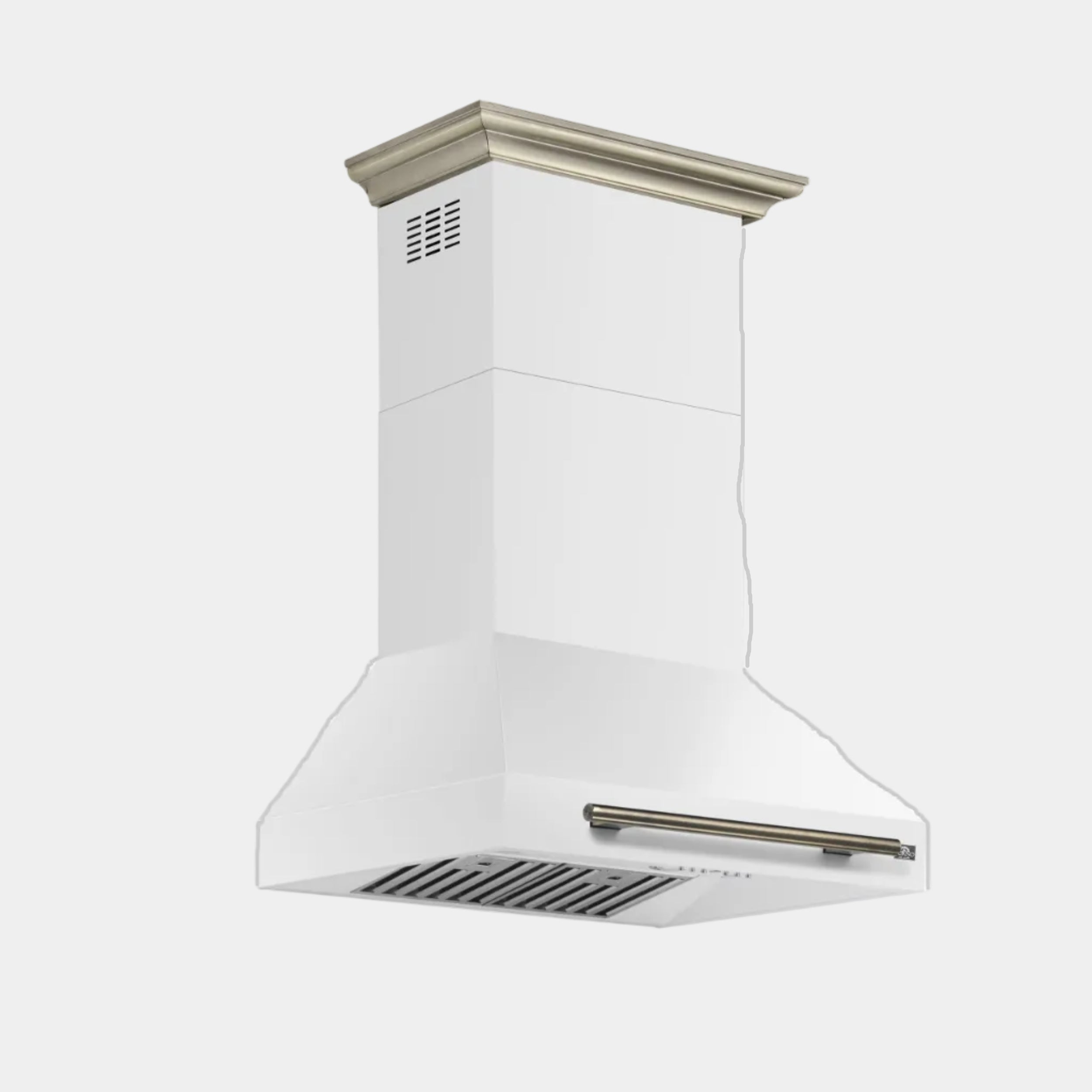 Forno Aria 30 in. 600 CFM White Convertible Wall Mount Range Hood with Antique Brass Accents | FRHWM5095-30WHT